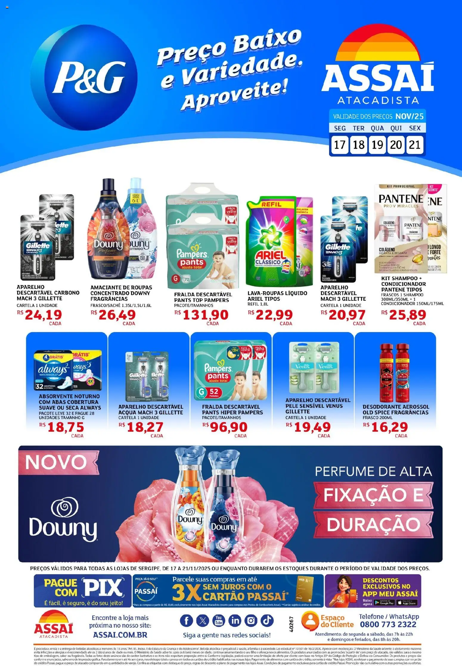 Assaí Atacadista Folheto - válido de 17.11.2025 | Página: 1 | Produtos: Pampers, Amaciante de roupas, Pneus, Telefone