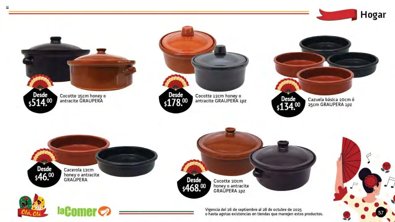 Nuevas ofertas de La Comer válidas en toda la República Mexicana desde el 26.09.2025. ¡Encuentra las mejores ofertas en La Comer folleto Olá, Olé! | Página: 57 | Productos: Cacerola