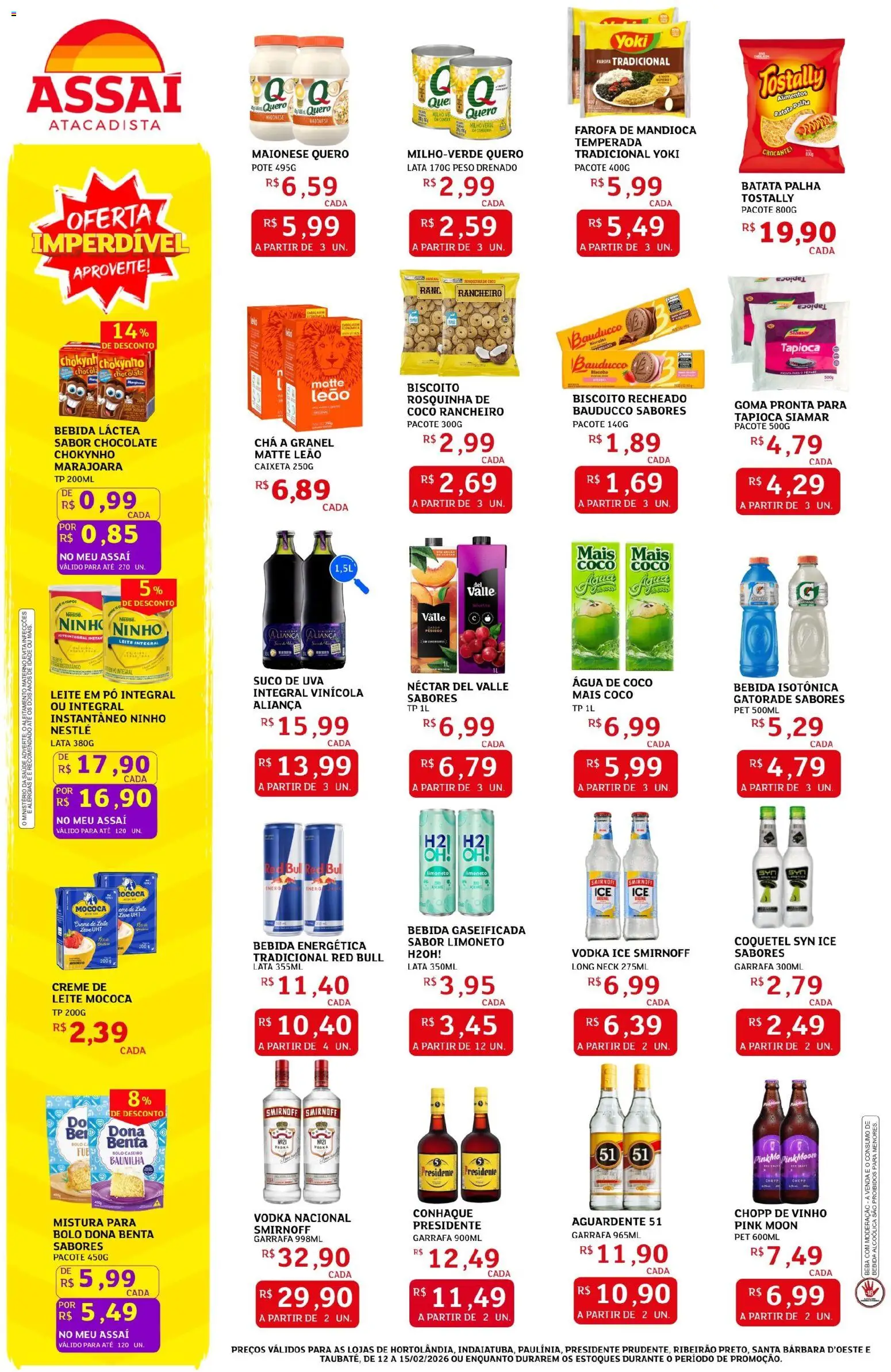 Assaí Atacadista Folheto - válido de 12.02.2026 | Página: 2 | Produtos: Biscoito, Aliança, Batata palha, Creme de leite