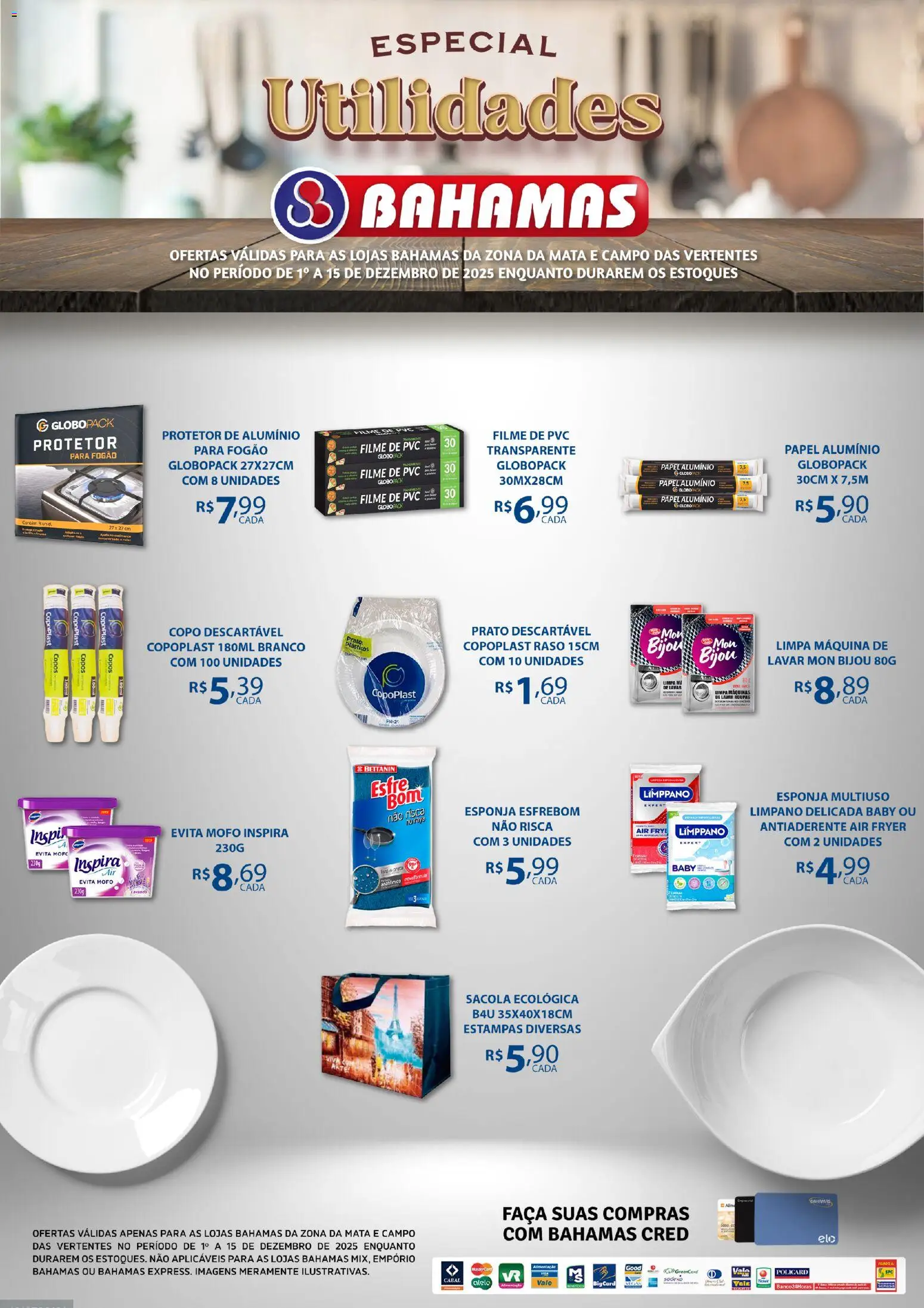 Bahamas Supermercados Folheto - válido de 01.12.2025 | Página: 2 | Produtos: filme de PVC, Esponja, Banco, Copos