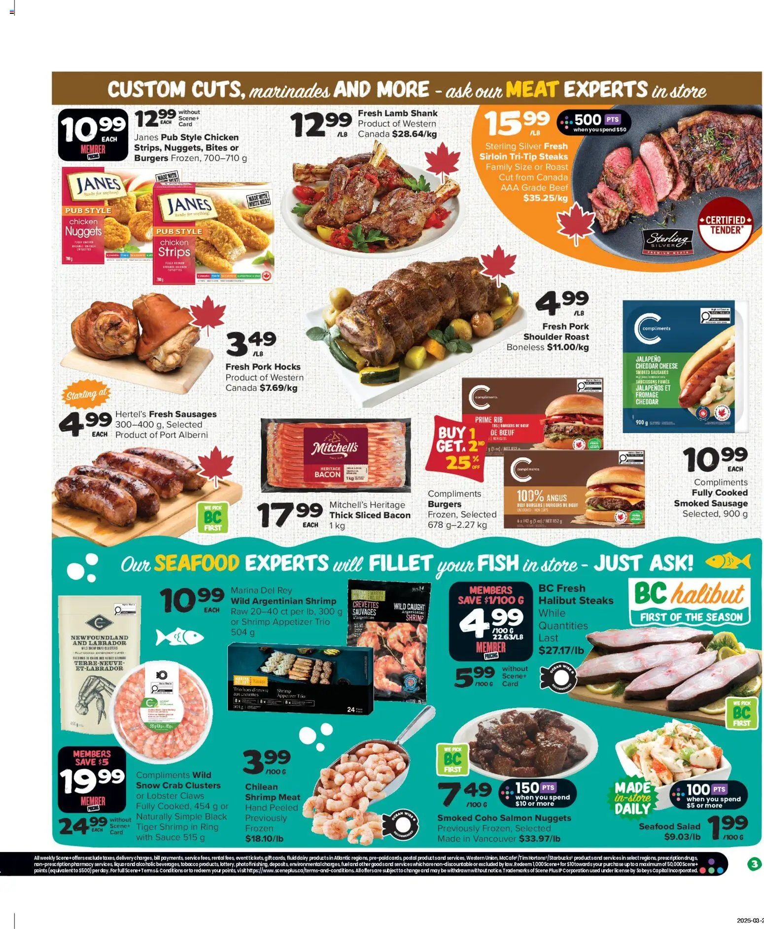 Thrifty Foods flyer valid from 09.04.2026 | Page: 4 | Products: Beef, Salad, Cheese, Pork