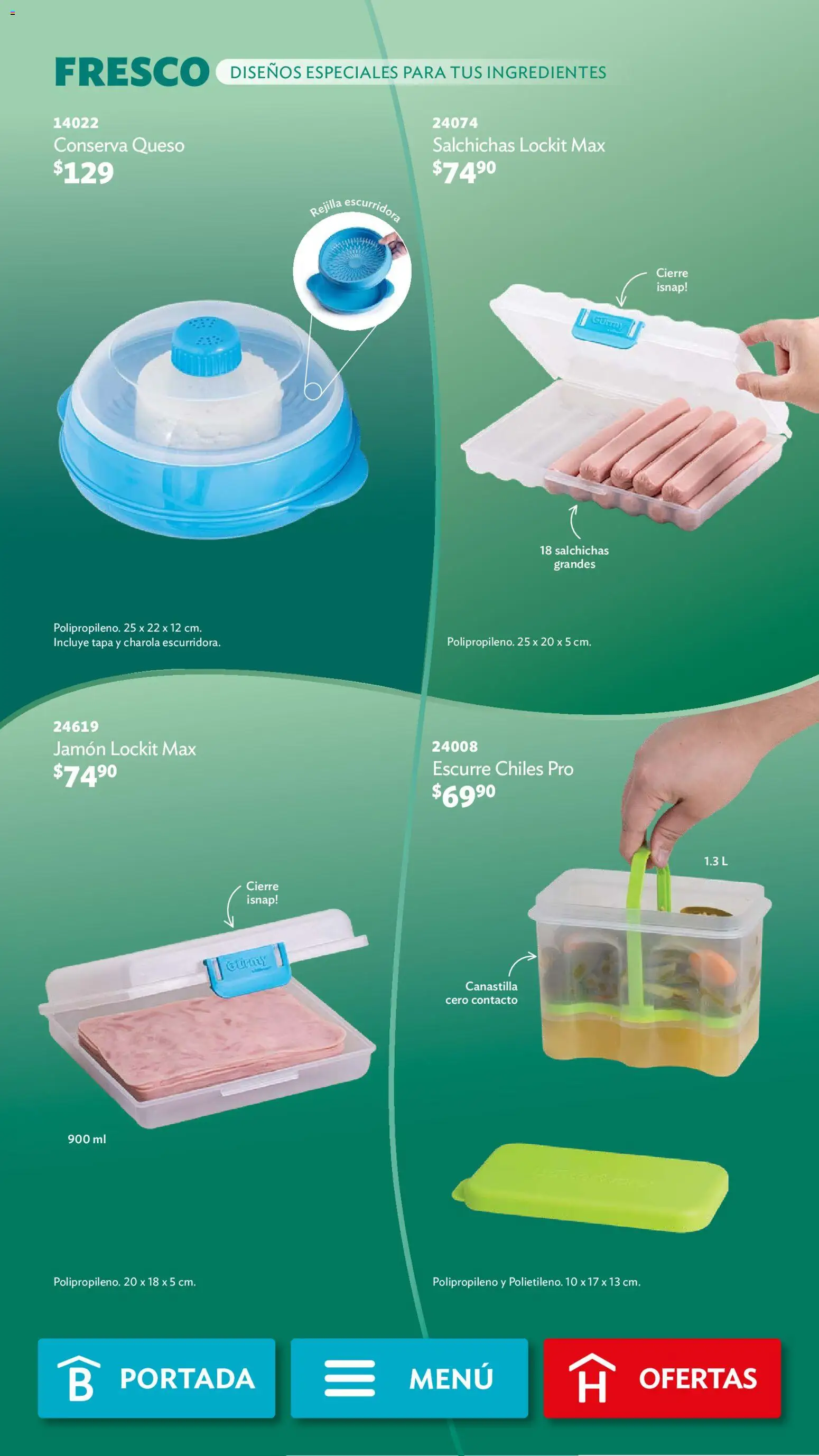 Nuevas ofertas de Betterware válidas en toda la República Mexicana desde el 03.11.2025. ¡Encuentra las mejores ofertas en Betterware campaña 11 2025! | Página: 74 | Productos: Queso, Jamón, Rejilla