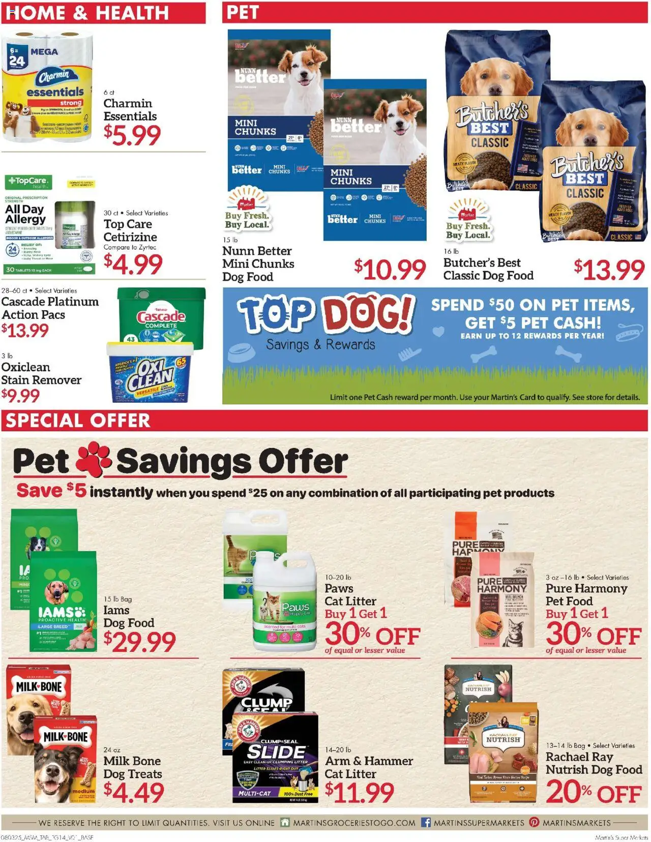 Martin’s Weekly Ad - valid from 03.08.2025 | Page: 14 | Products: Dog Treats, Cat Litter, Milk, Stain remover