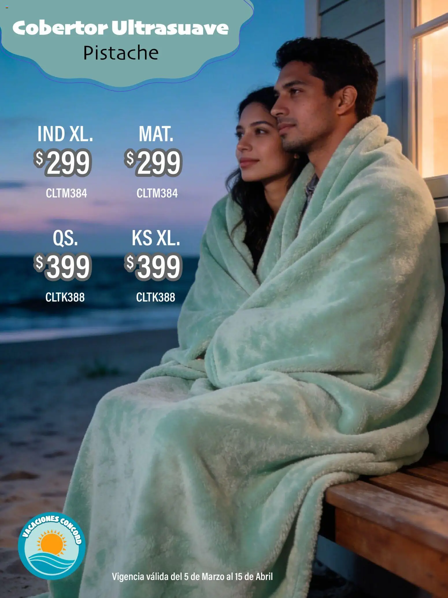 Nuevas ofertas de Colchas Concord válidas en toda la República Mexicana desde el 05.03.2026. ¡Encuentra las mejores ofertas en Colchas Concord catálogo Vacaciones! | Página: 7 | Productos: Cobertor