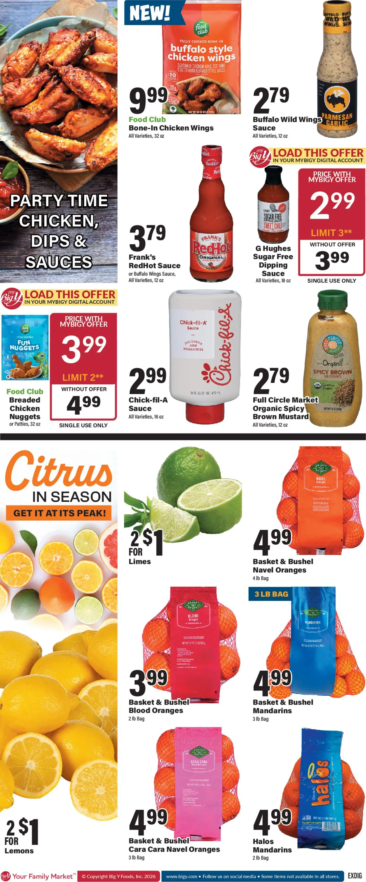 Big Y Weekly Ad - valid from 22.01.2026 | Page: 2 | Products: Mandarins, Oranges, Sauce, Sugar