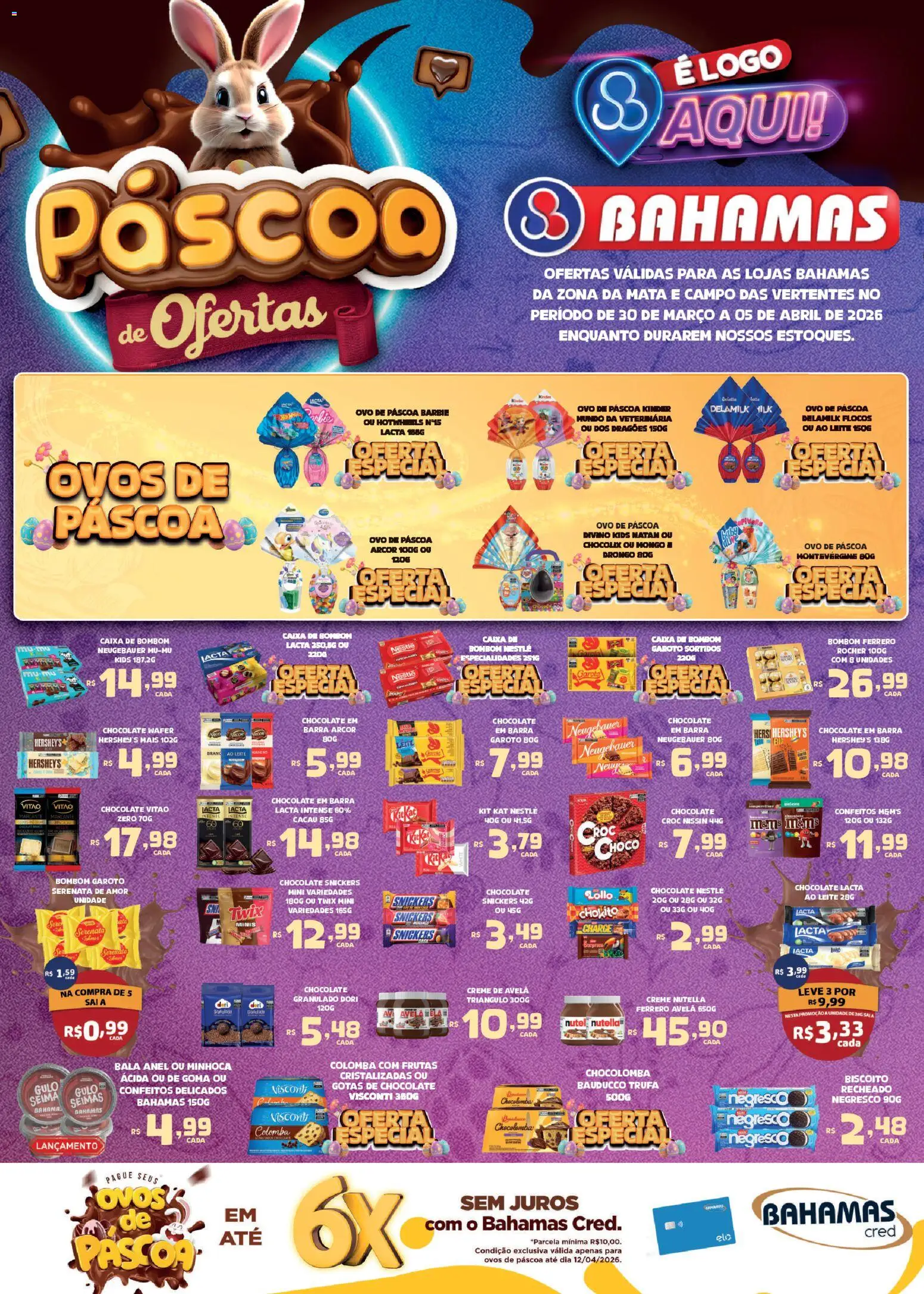 Bahamas Supermercados Folheto - válido de 30.03.2026 | Página: 1 | Produtos: Biscoito, Neugebauer, Kit Kat, Creme