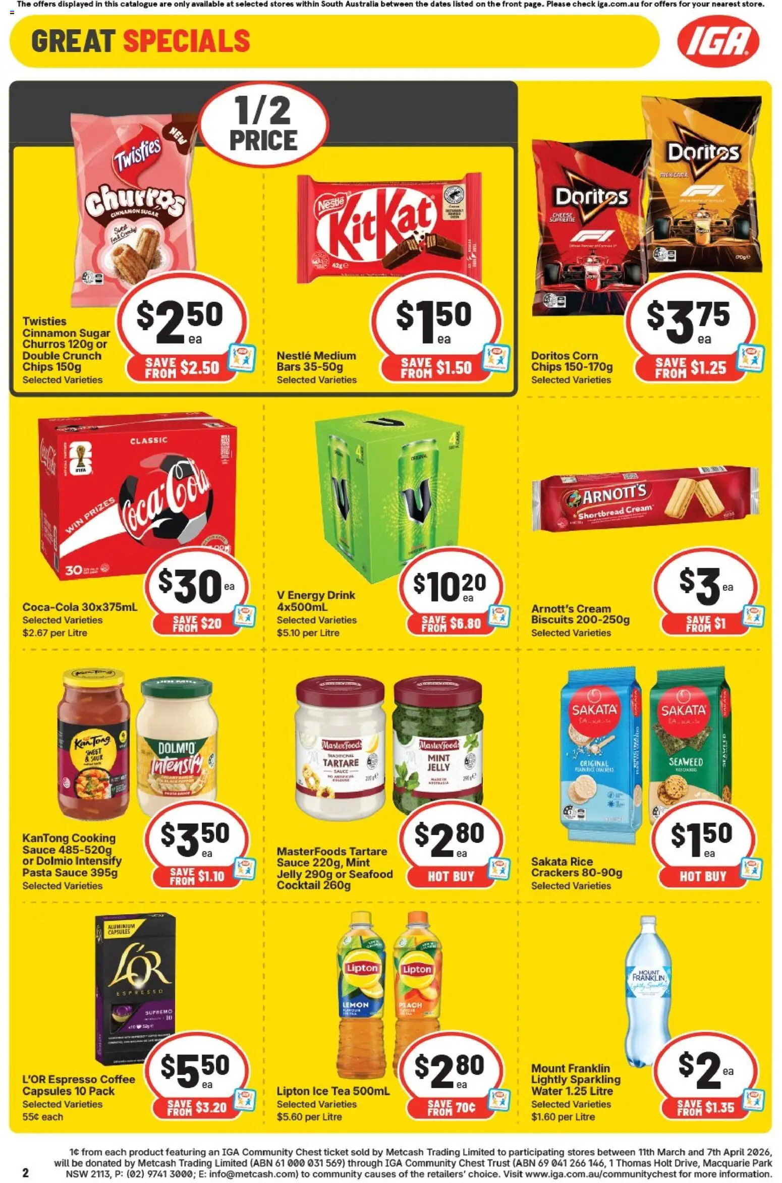 IGA catalogue - valid from 11.03.2026 | Page: 2 | Products: Rice, Tea, Cream, Biscuits