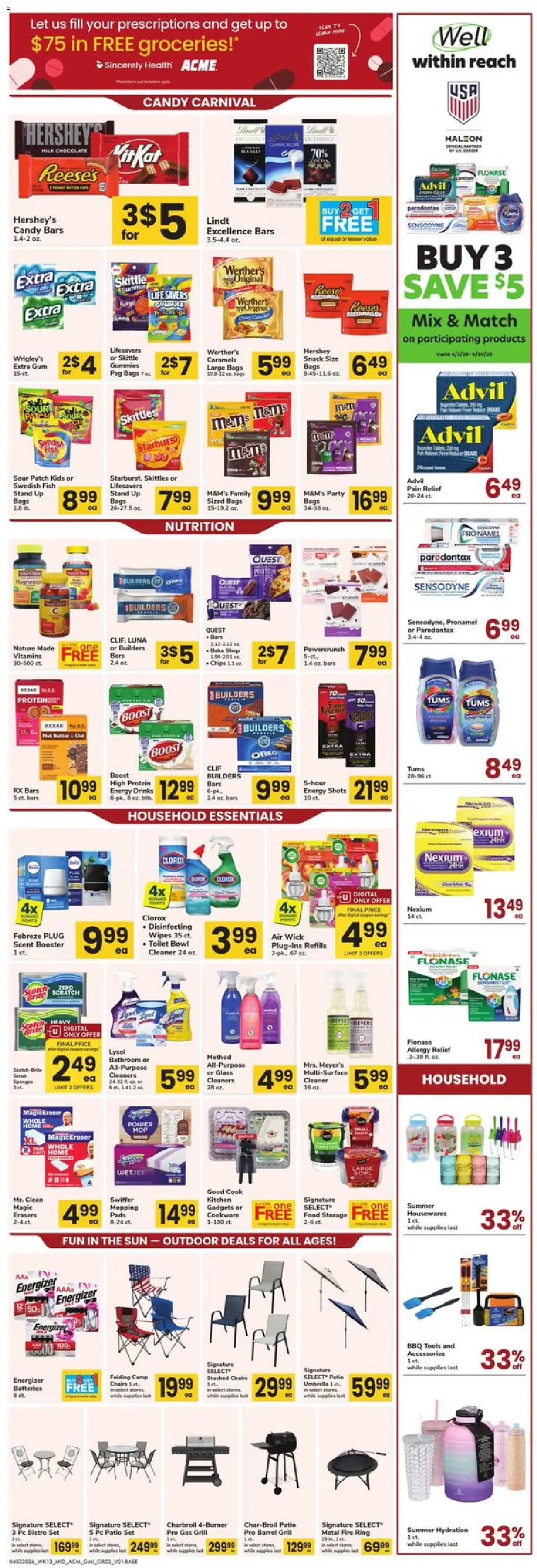 Acme Ad - valid from 03.04.2026 | Page: 2 | Products: Ring, Chocolate, Fish, Pads