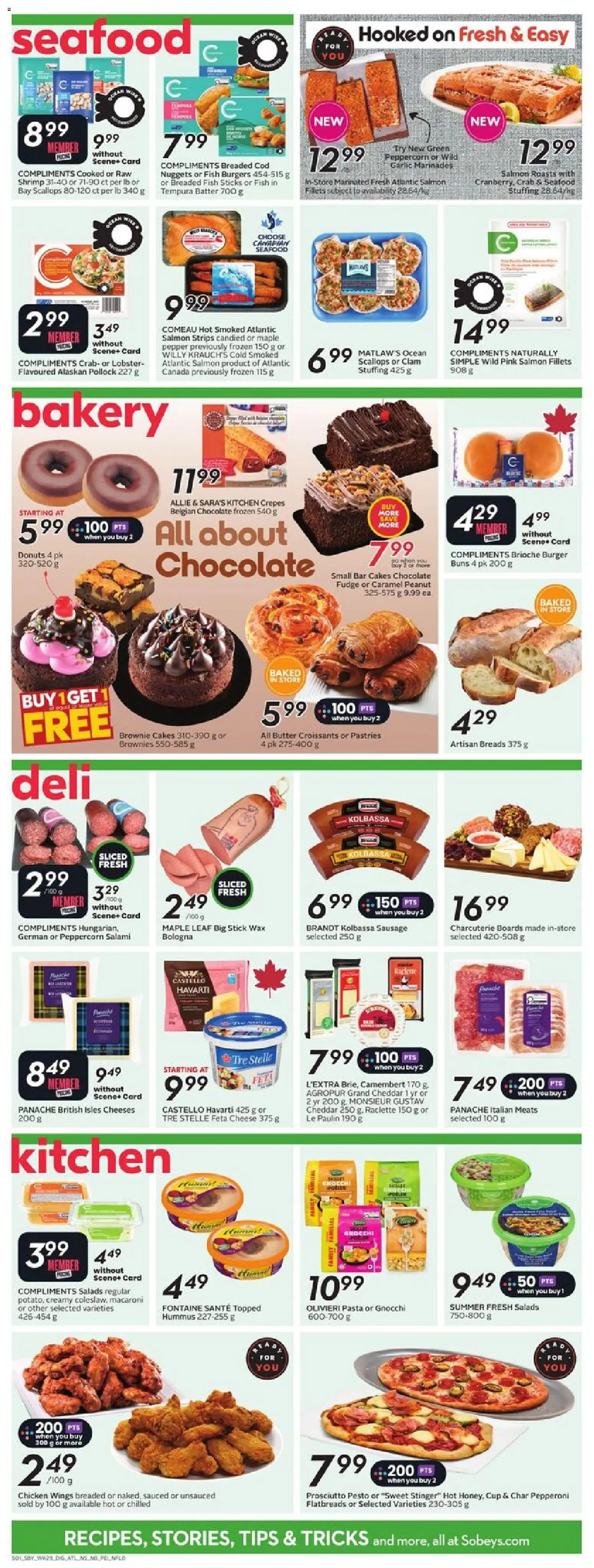 Sobeys flyer valid from 13.11.2025 | Page: 9 | Products: Pasta, Chicken wings, Cheese, Chocolate