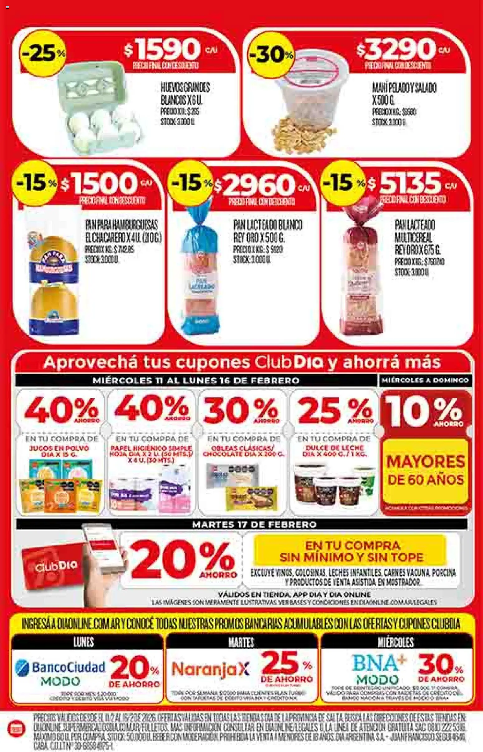 Dia - Ofertas - Salta y Jujuy │ válido desde el 11.02.2026 | Página: 4 | Productos: Dulce de leche, Leche, Huevos, Pan