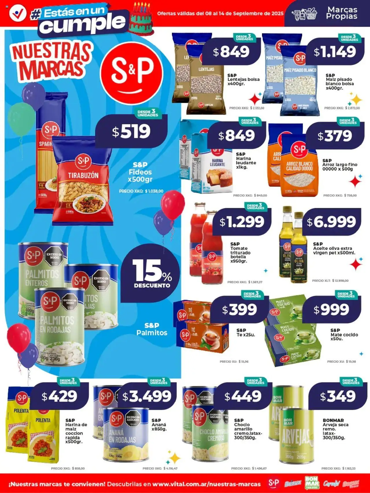 Vital - Ofertas nuestras marcas │ válido desde el 08.09.2025 | Página: 1 | Productos: Lentejas, Arvejas, Oliva, Fideos