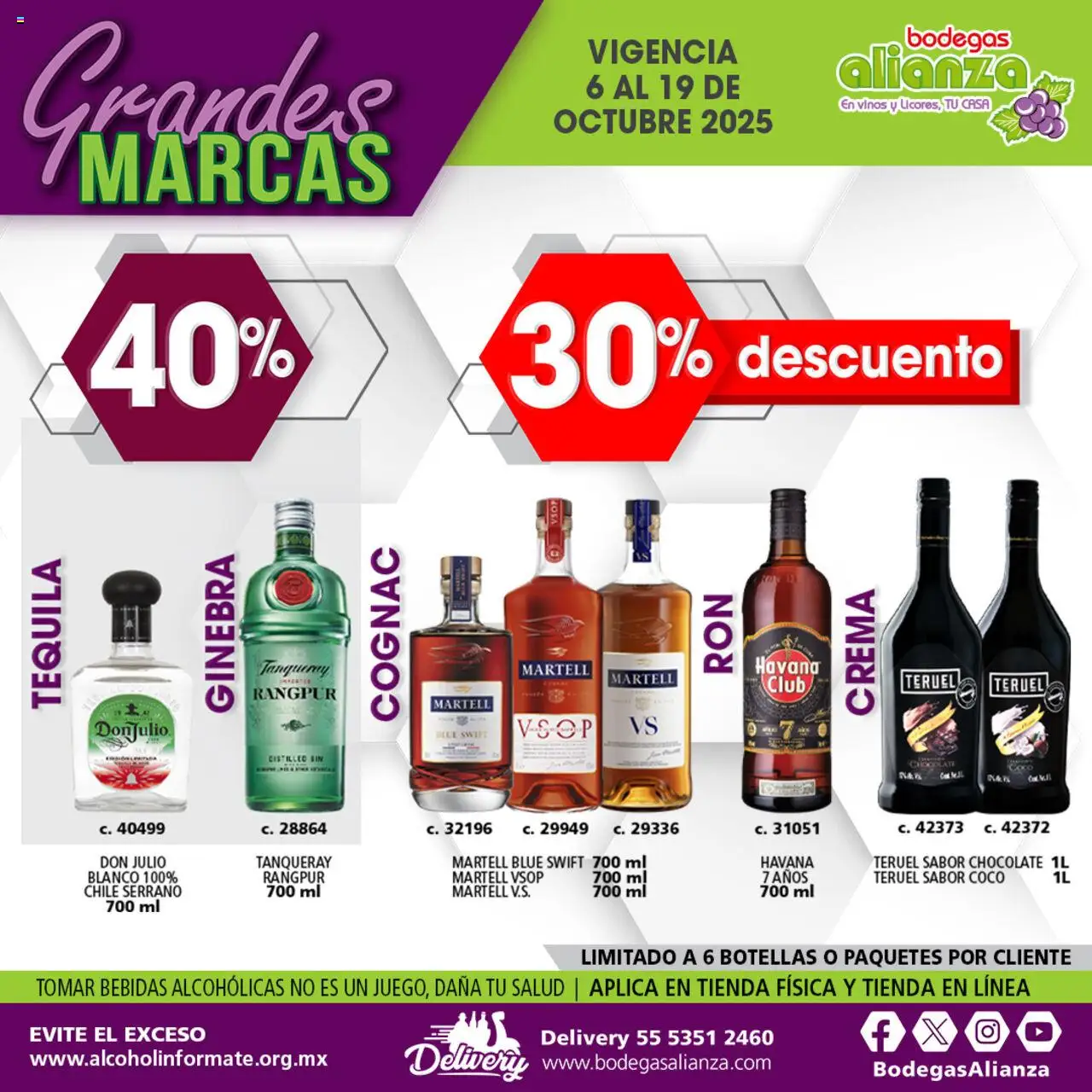 Nuevas ofertas de Bodegas Alianza válidas en toda la República Mexicana desde el 06.10.2025. ¡Encuentra las mejores ofertas en Bodegas Alianza - Catálogo Grandes Marcas! | Página: 2 | Productos: Crema, Chocolate, Ginebra, Tequila