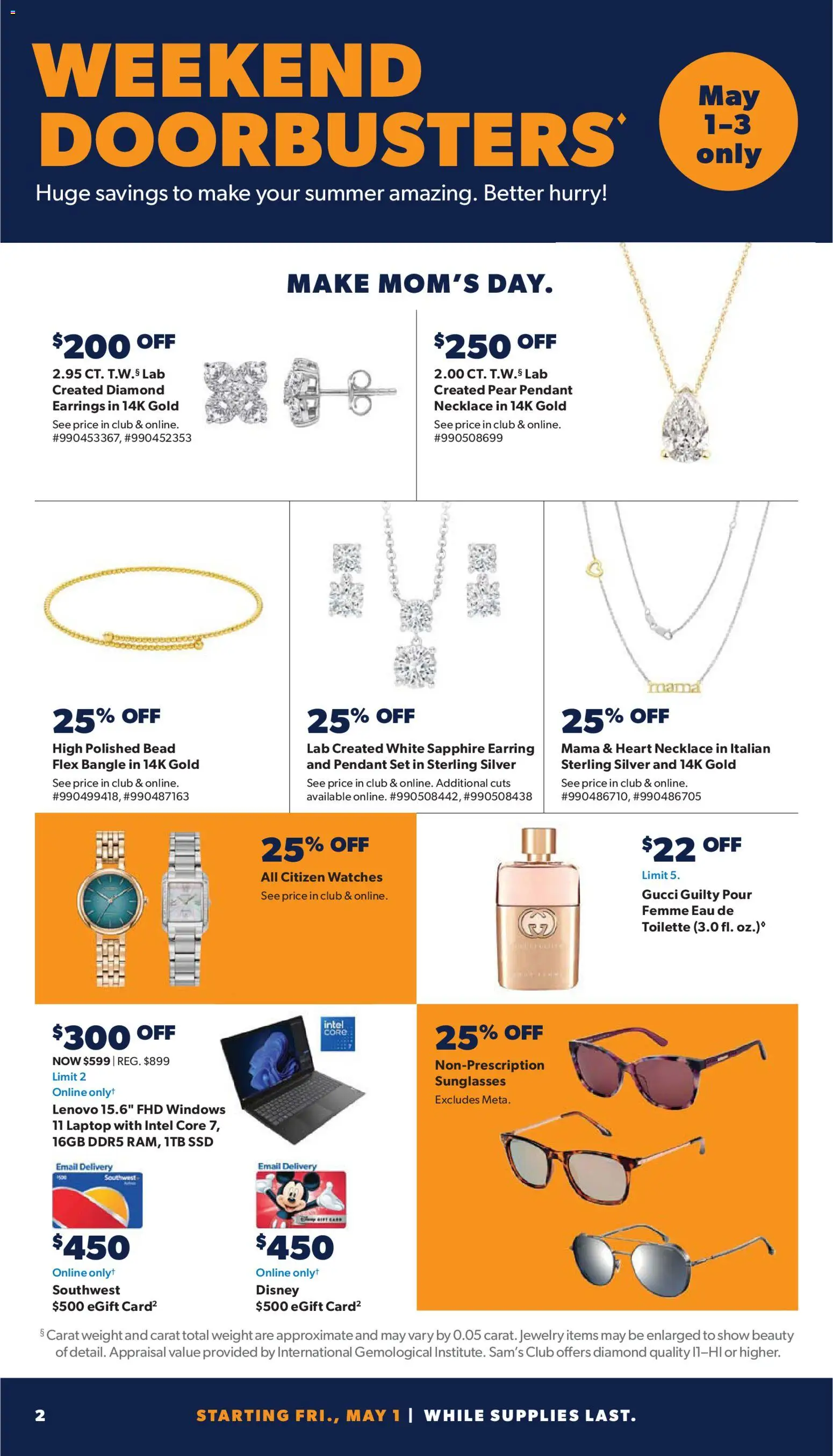 Sam's Club Weekly Ad - valid from 29.04.2026 | Page: 2 | Products: Eau de toilette, Pear, Laptop, Weight