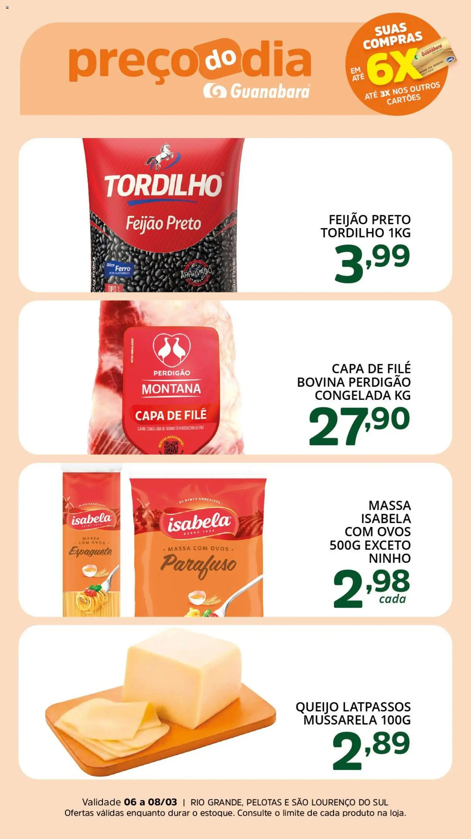Supermercado Guanabara Folheto - válido de 06.03.2026 | Página: 3 | Produtos: Ferro, Feijão, Ovos, Massa