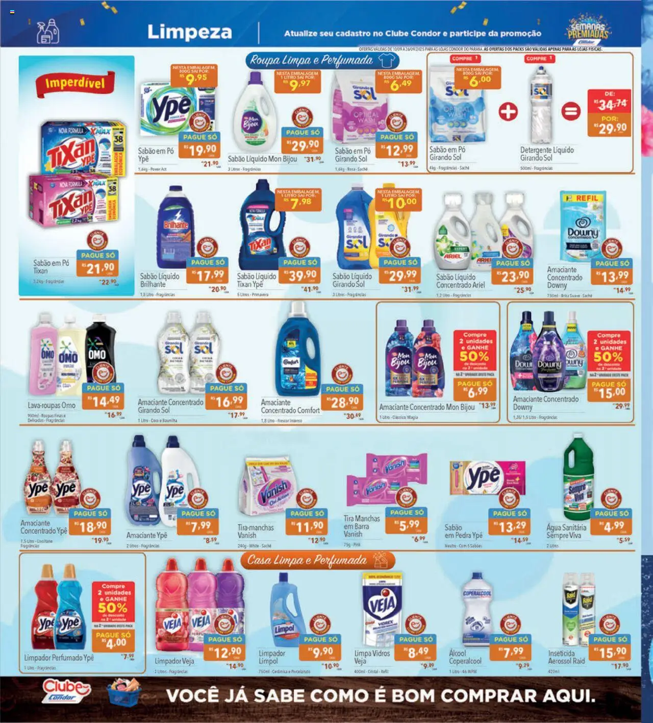 Supermercados Condor Folheto - válido de 10.09.2025 | Página: 18 | Produtos: Tira manchas, Porcelanato, Girando sol, Limpa vidros