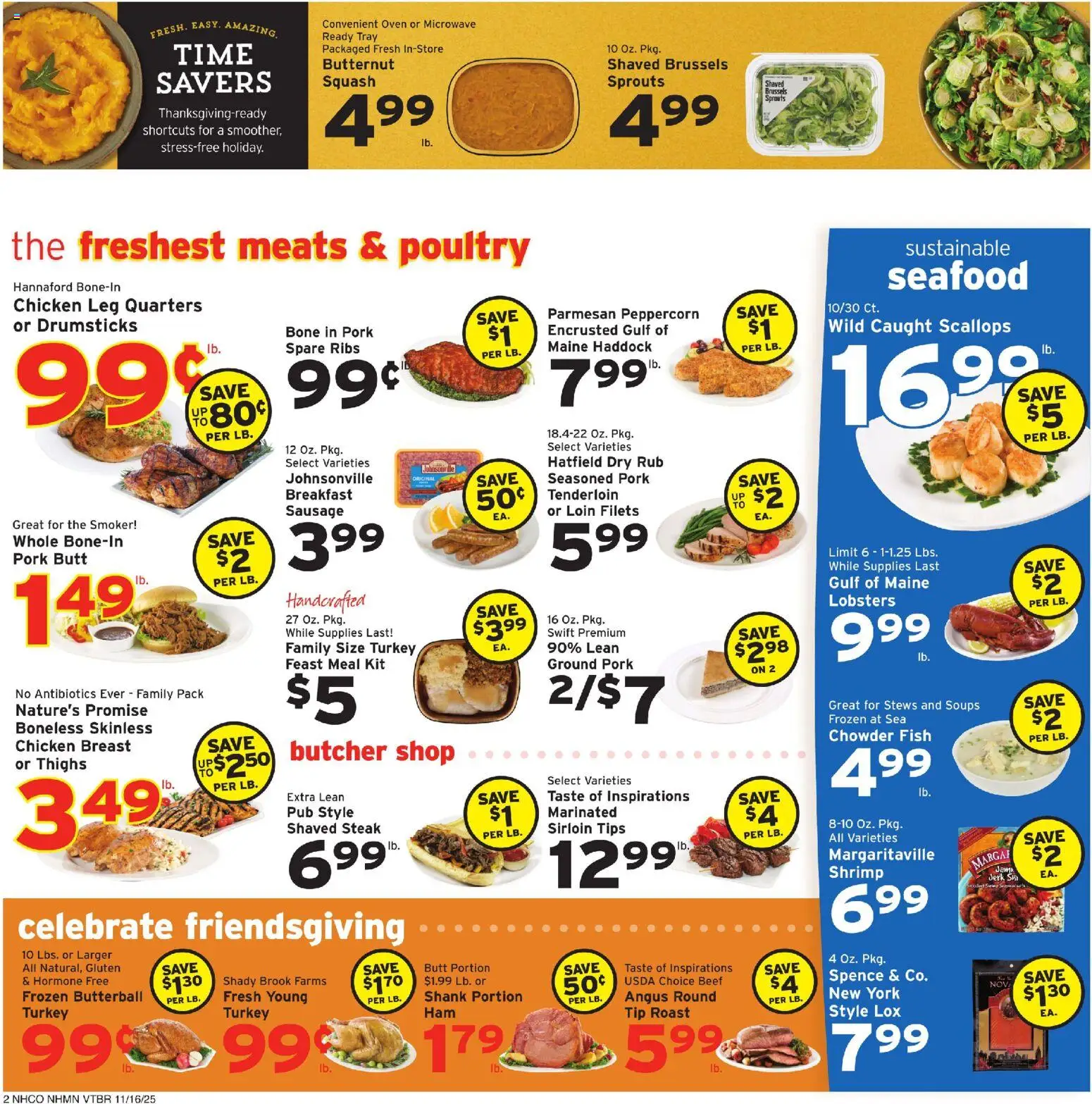 Hannaford Weekly Ad - valid from 16.11.2025 | Page: 2 | Products: Microwave, Pork, Seafood, Oven