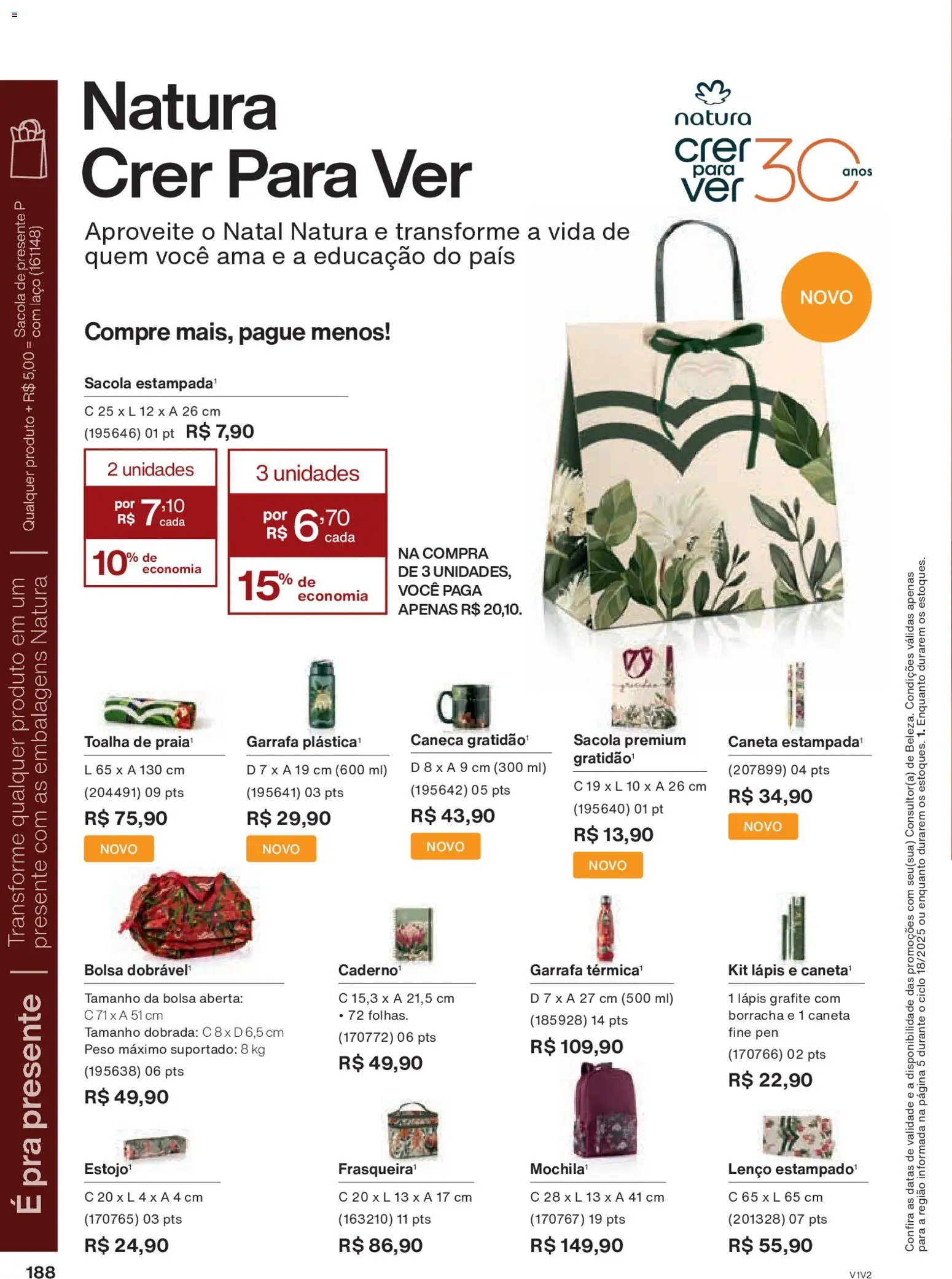 Natura Folheto - válido de 30.10.2025 | Página: 188 | Produtos: Lápis, Caneta, Borracha, Bolsa