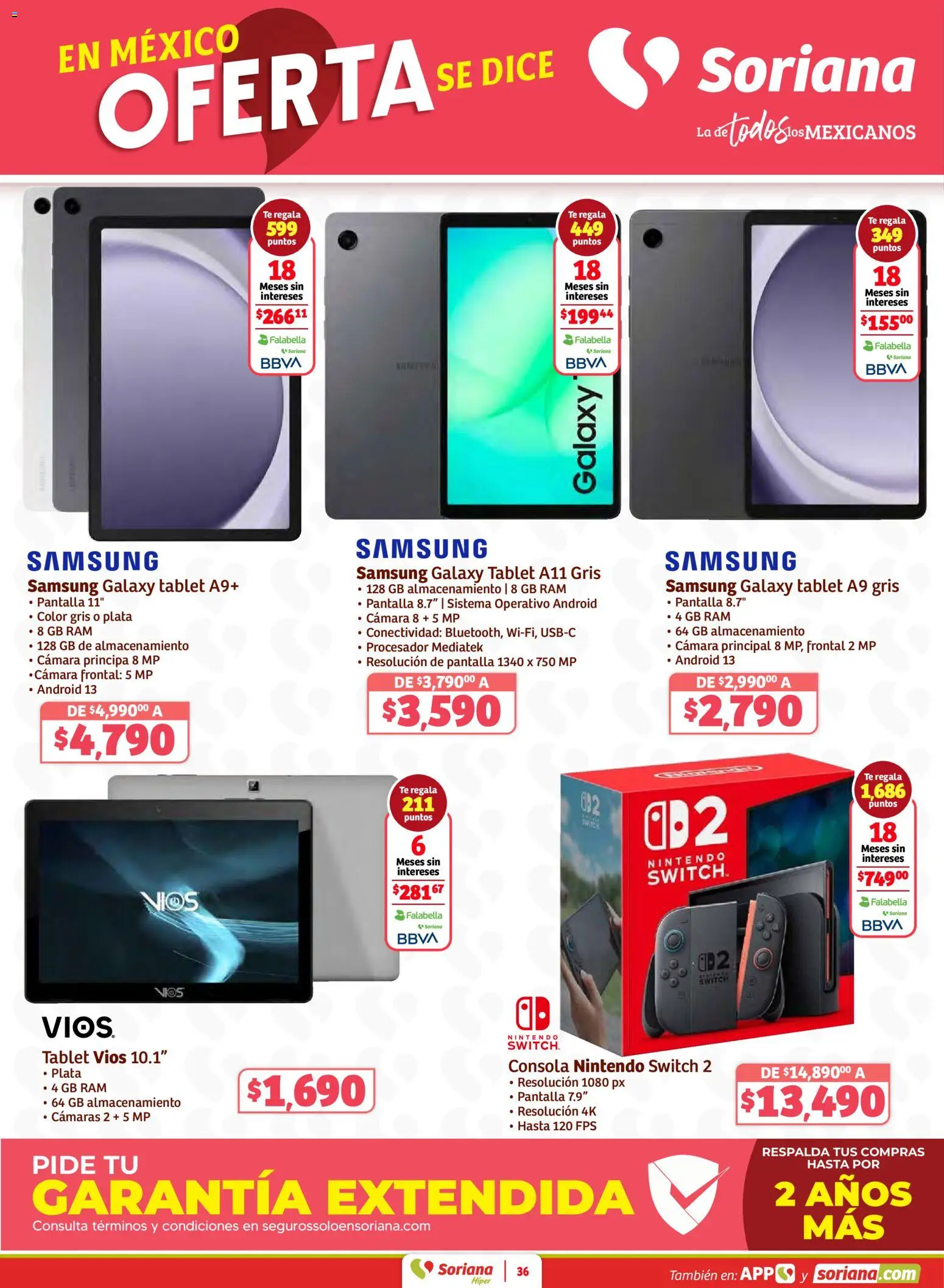 Nuevas ofertas de Soriana válidas en toda la República Mexicana desde el 15.01.2026. ¡Encuentra las mejores ofertas en Soriana - Preciazazaso Híper: Frontera BCN, Son! | Página: 36 | Productos: Tablet, Cámara, Té