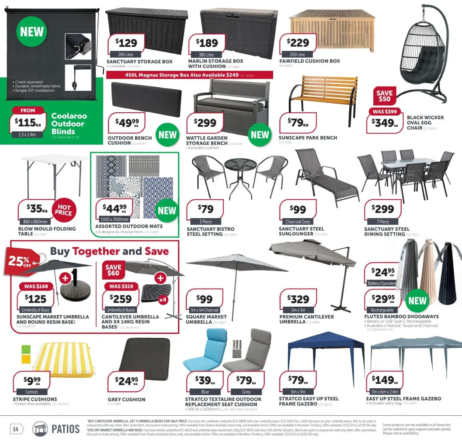 Stratco catalogue - valid from 12.12.2025 | Page: 14 | Products: Table, Chair, Box, Gazebo
