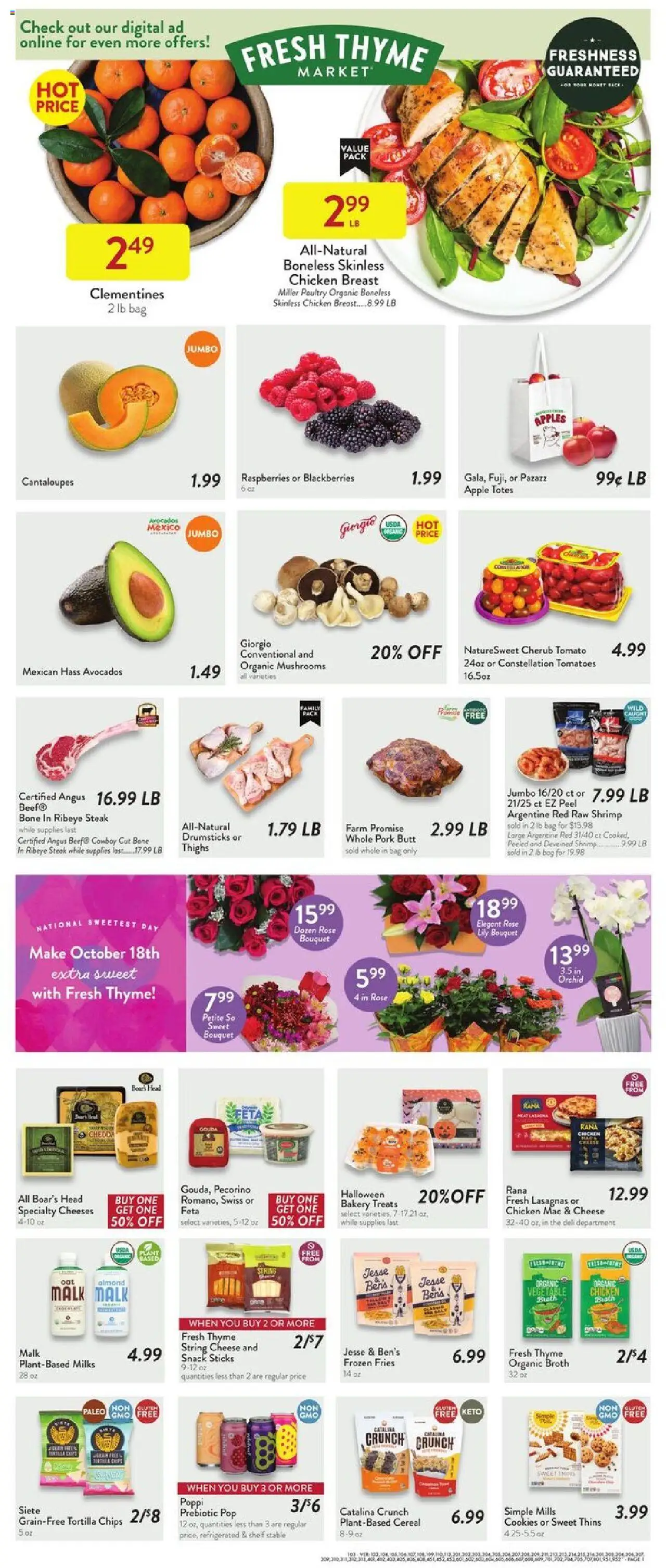 Fresh Thyme Weekly Ad - KY - valid from 15.10.2025 | Page: 3 | Products: Cantaloupes, Cheese, Apples, Tomatoes