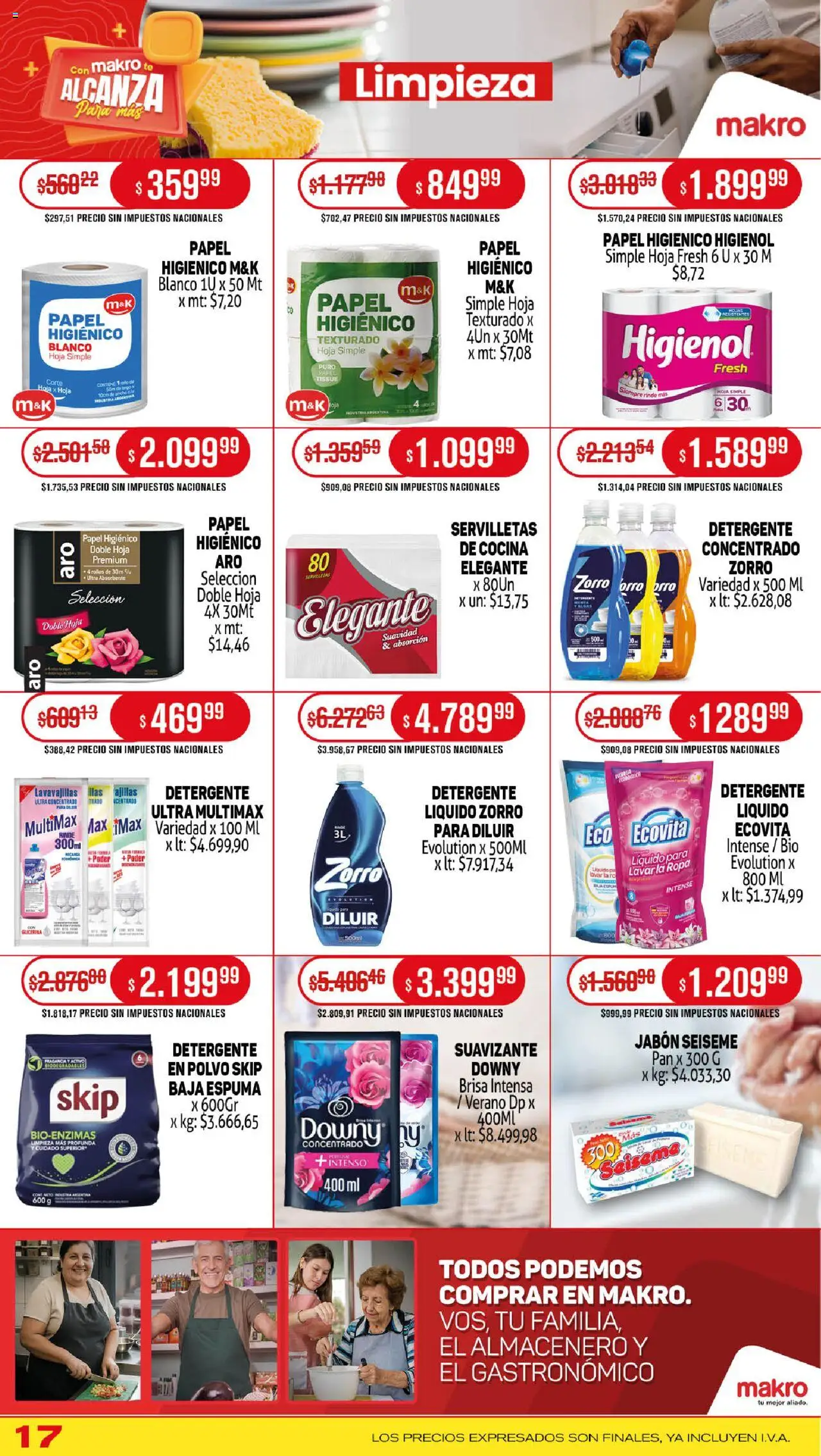 Makro ofertas │ válido desde el 18.09.2025 | Página: 17 | Productos: Papel higiénico, Servilletas, Detergente, Ropa