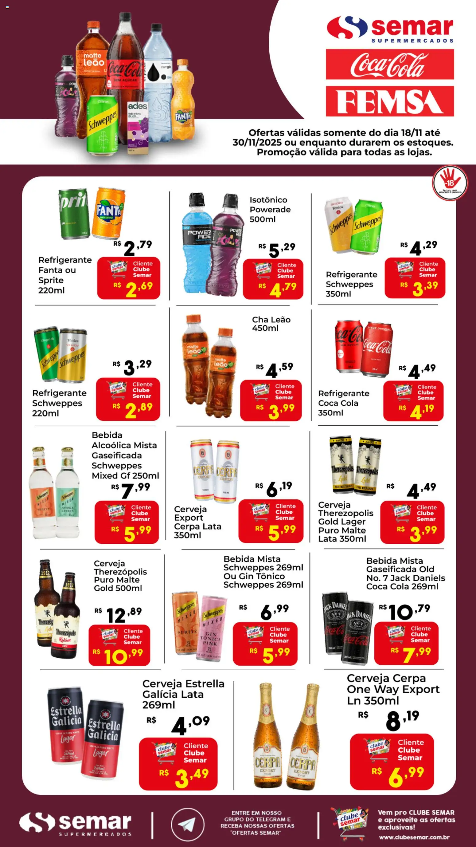 Semar Supermercado Folheto - válido de 18.11.2025 | Página: 1 | Produtos: Fanta, Cola, Chá, Refrigerante