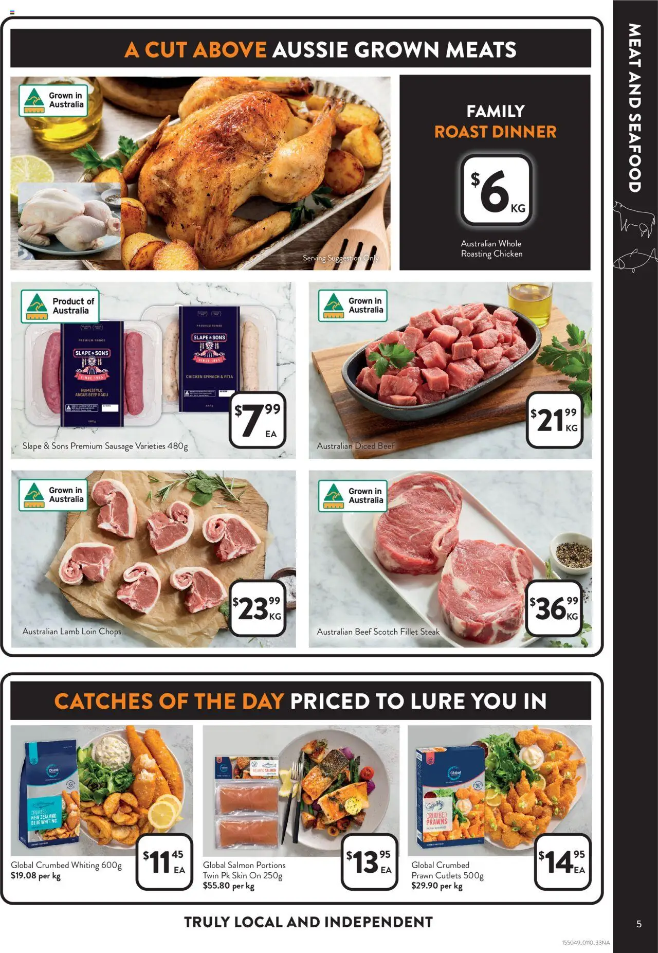Foodworks catalogue - valid from 01.10.2025 | Page: 5 | Products: Prawns, Spinach, Steak, Seafood