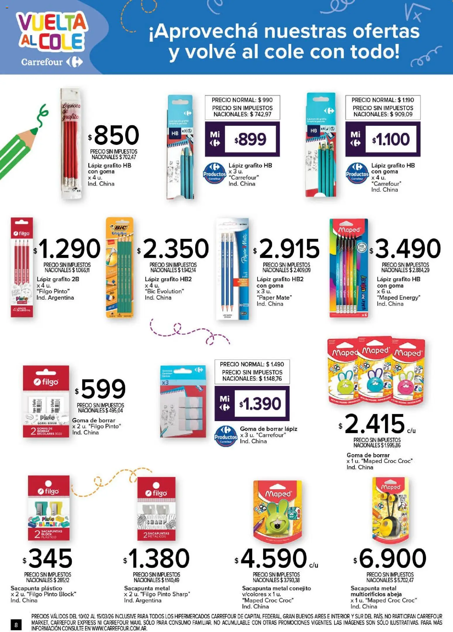 Carrefour - Vuelta al Cole  │ válido desde el 10.02.2026 | Página: 8 | Productos: Mate, Sacapuntas