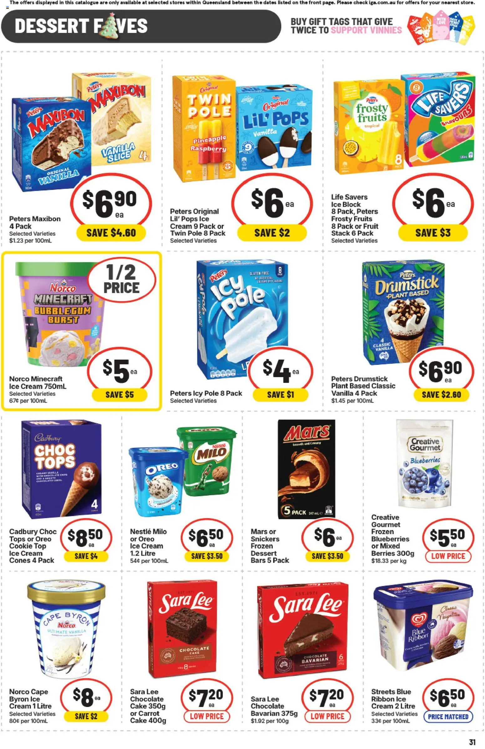 IGA catalogue - valid from 12.11.2025 | Page: 31 | Products: Cream, Ice cream, Blueberries, Raspberry