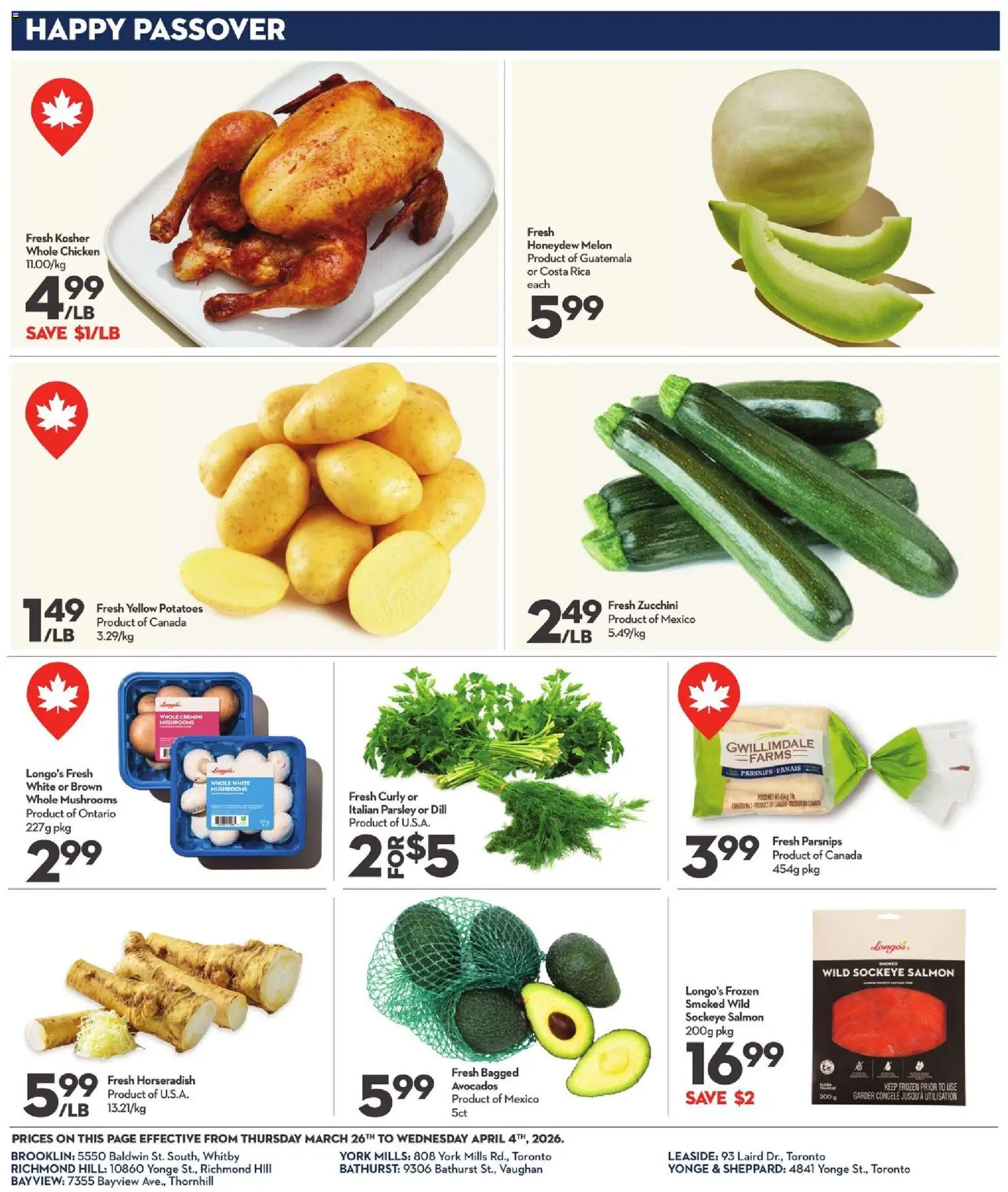 Longo's flyer valid from 26.03.2026 | Page: 28 | Products: Potatoes, Chicken
