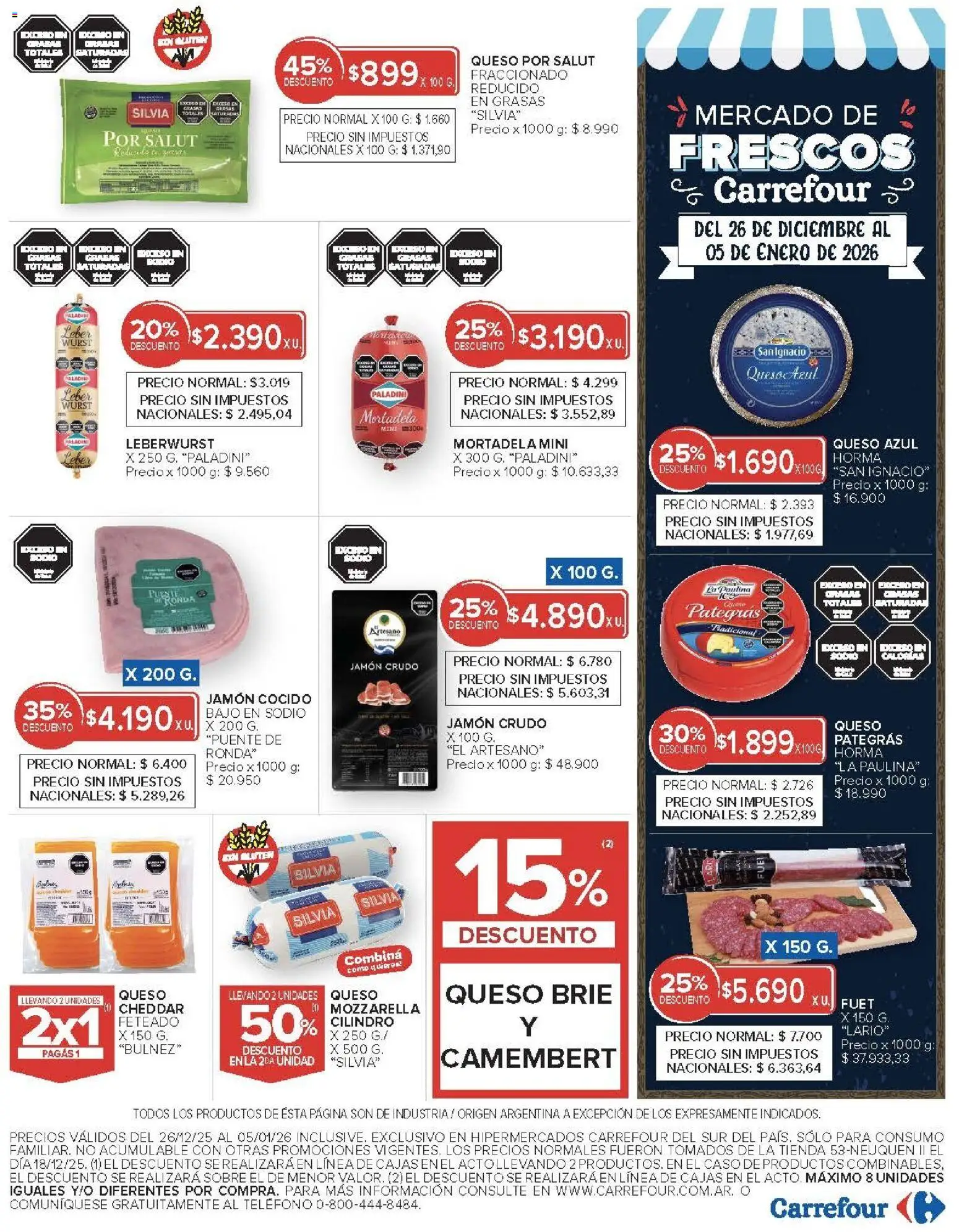 Carrefour ofertas │ válido desde el 26.12.2025 | Página: 17 | Productos: Teléfono, Caso, Mortadela, Jamón