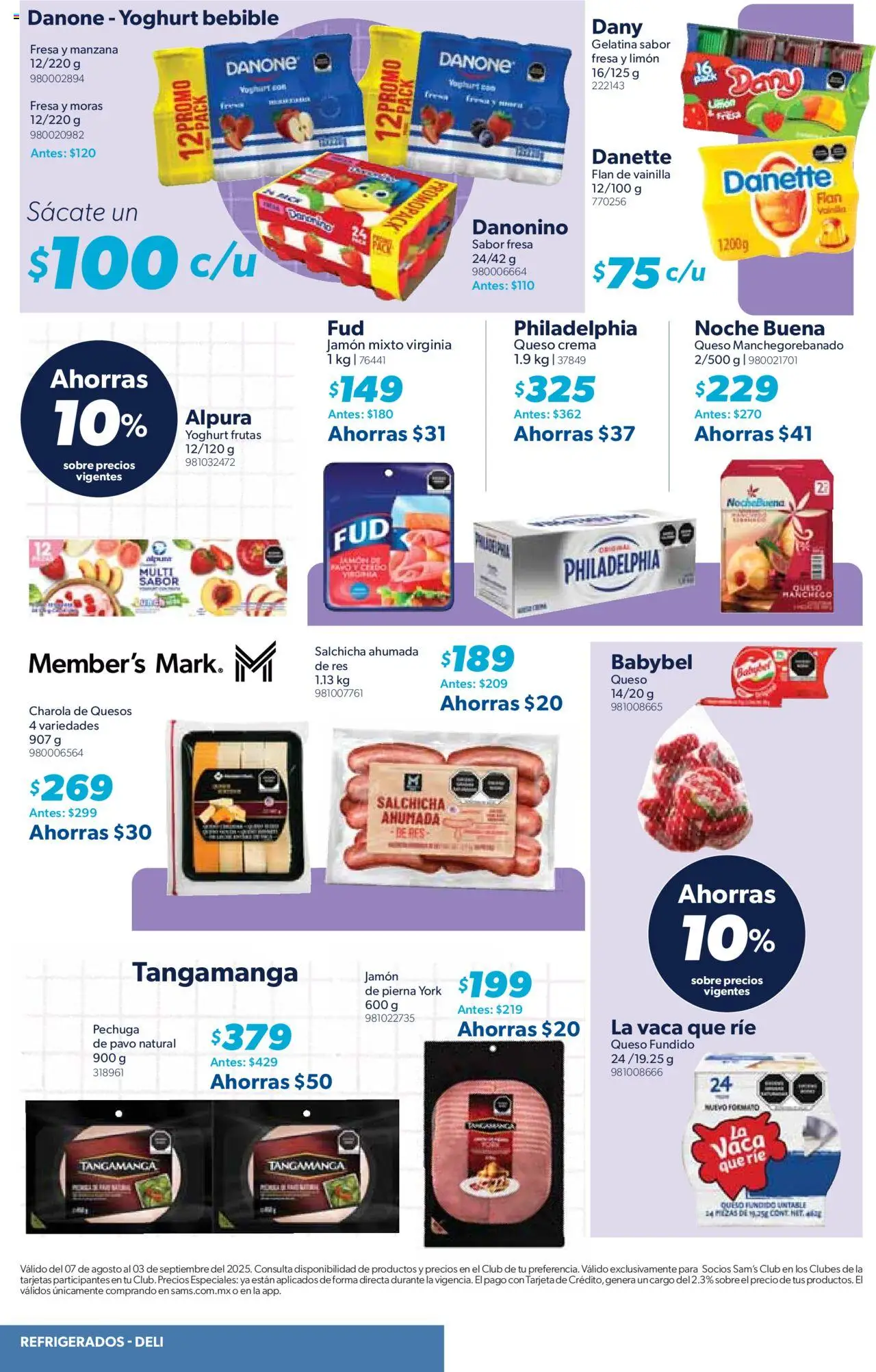 Nuevas ofertas de Sam's Club válidas en toda la República Mexicana desde el 07.08.2025. ¡Encuentra las mejores ofertas en Sam's Club - Catálogo Productos Especiales! | Página: 8 | Productos: Queso crema, Queso, Jamón, Res