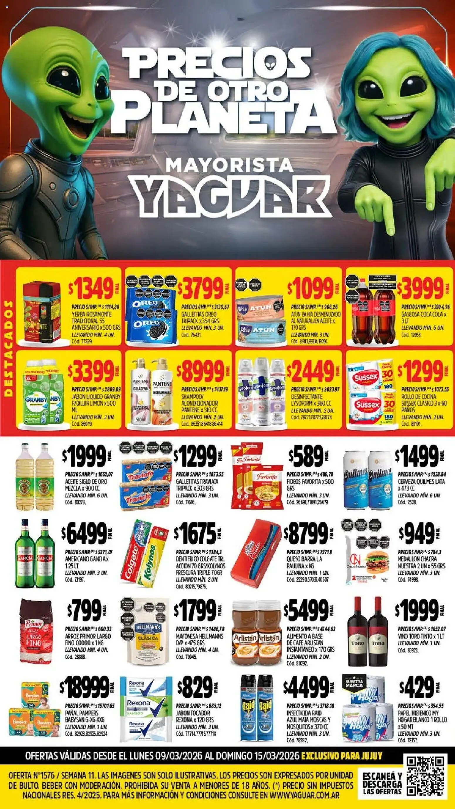 Yaguar - Oferta Semanal Jujuy │ válido desde el 09.03.2026 | Página: 1 | Productos: Mata moscas, Desinfectante, Mayonesa, Arroz