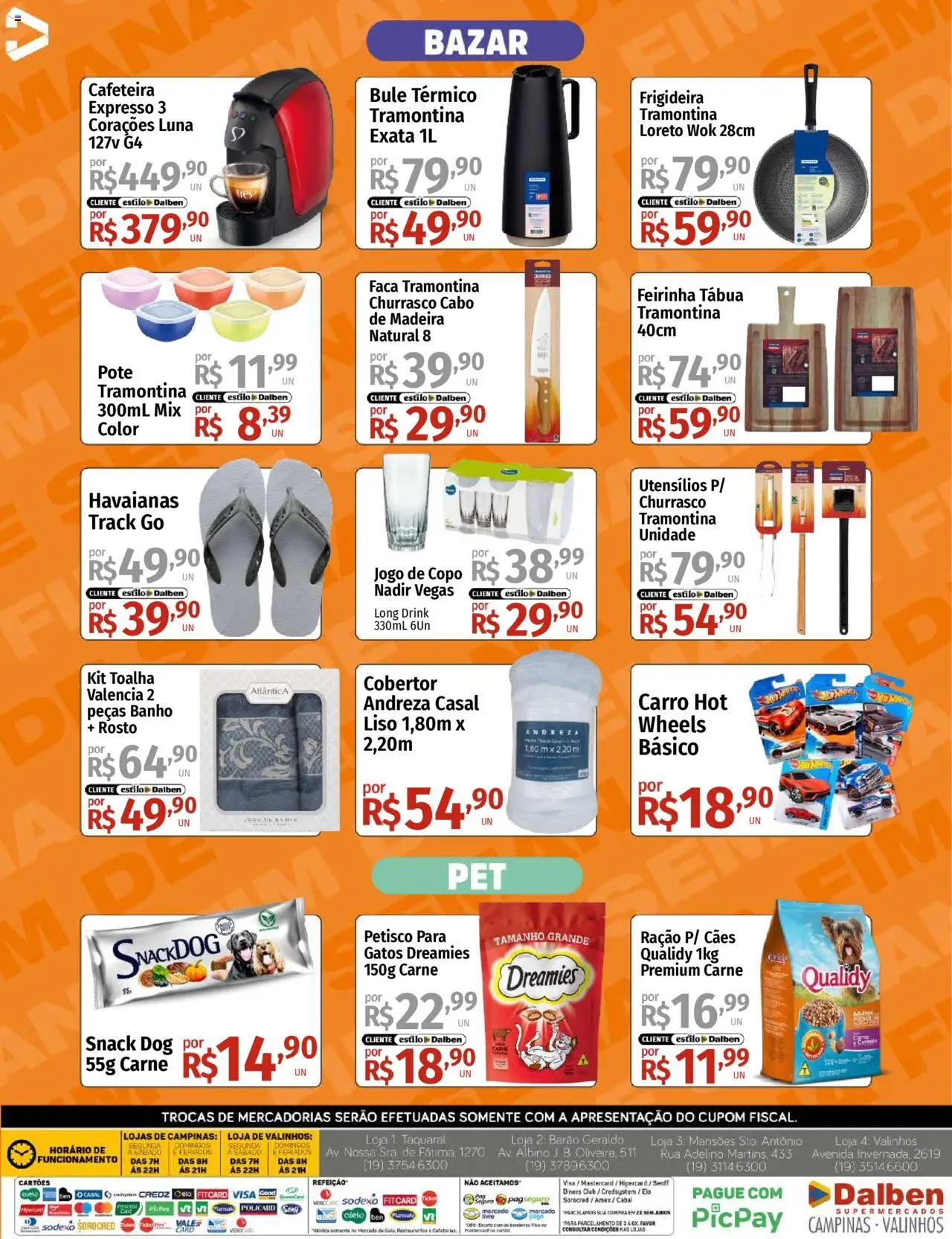 Supermercado Dalben Folheto - válido de 08.08.2025 | Página: 15 | Produtos: Frigideira, Cobertor, Cafeteira, Faca