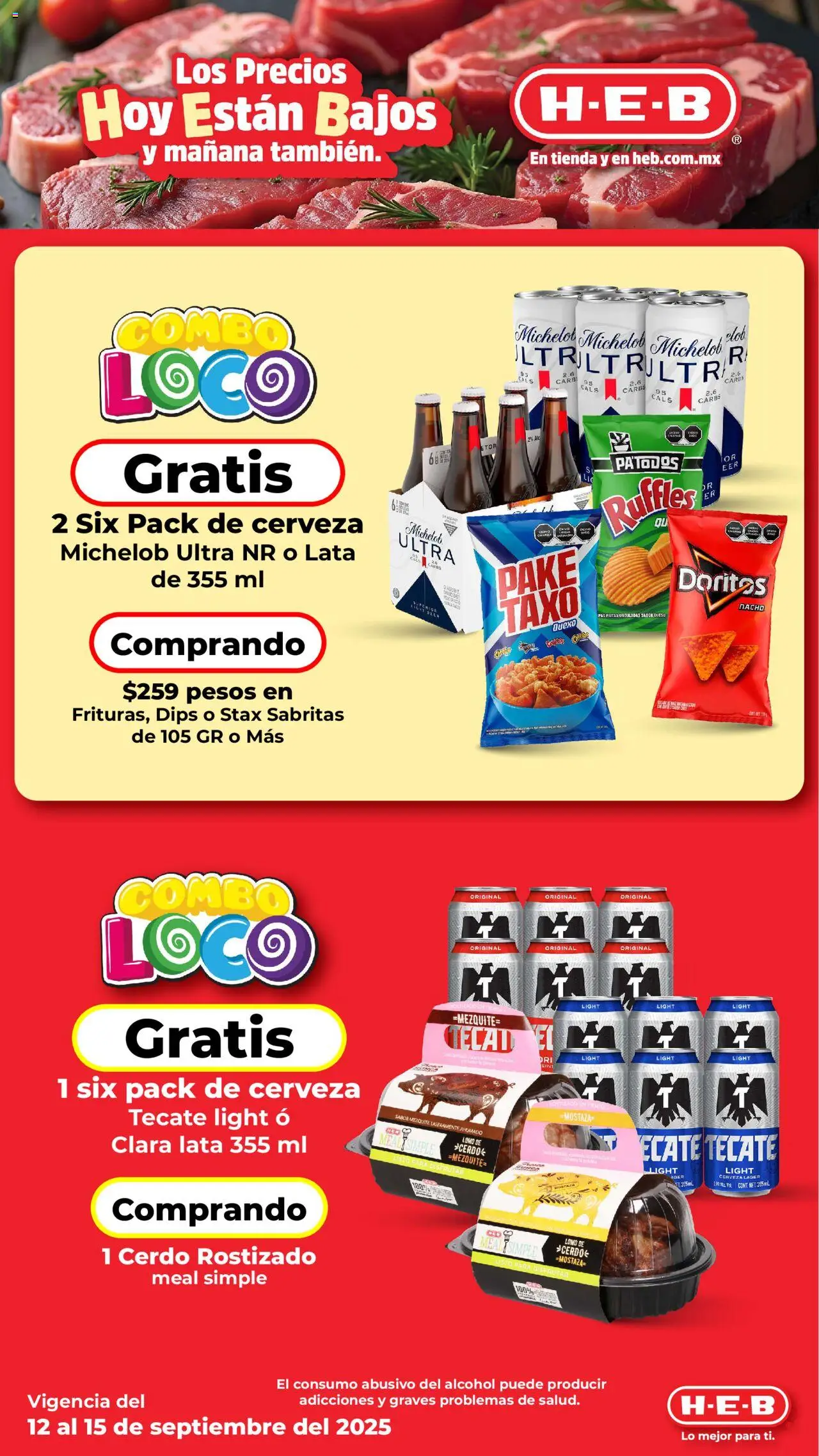 Nuevas ofertas de H-E-B válidas en toda la República Mexicana desde el 12.09.2025. ¡Encuentra las mejores ofertas en H-E-B - Folleto! | Página: 2 | Productos: Mostaza, Queso, Cerveza, Cerdo