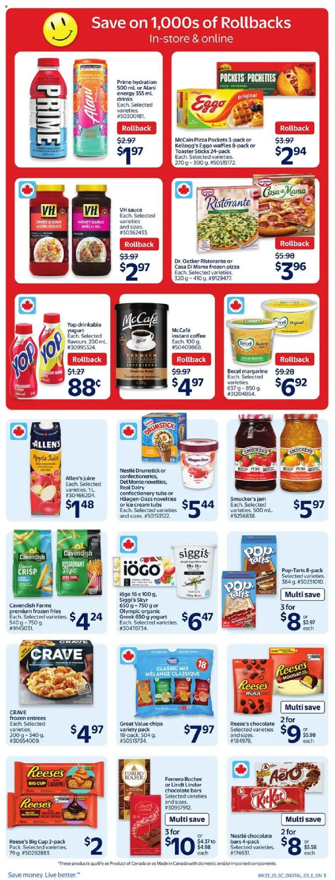 Walmart flyer valid from 11.09.2025 | Page: 11 | Products: Cream, Ice cream, Coffee, Juice