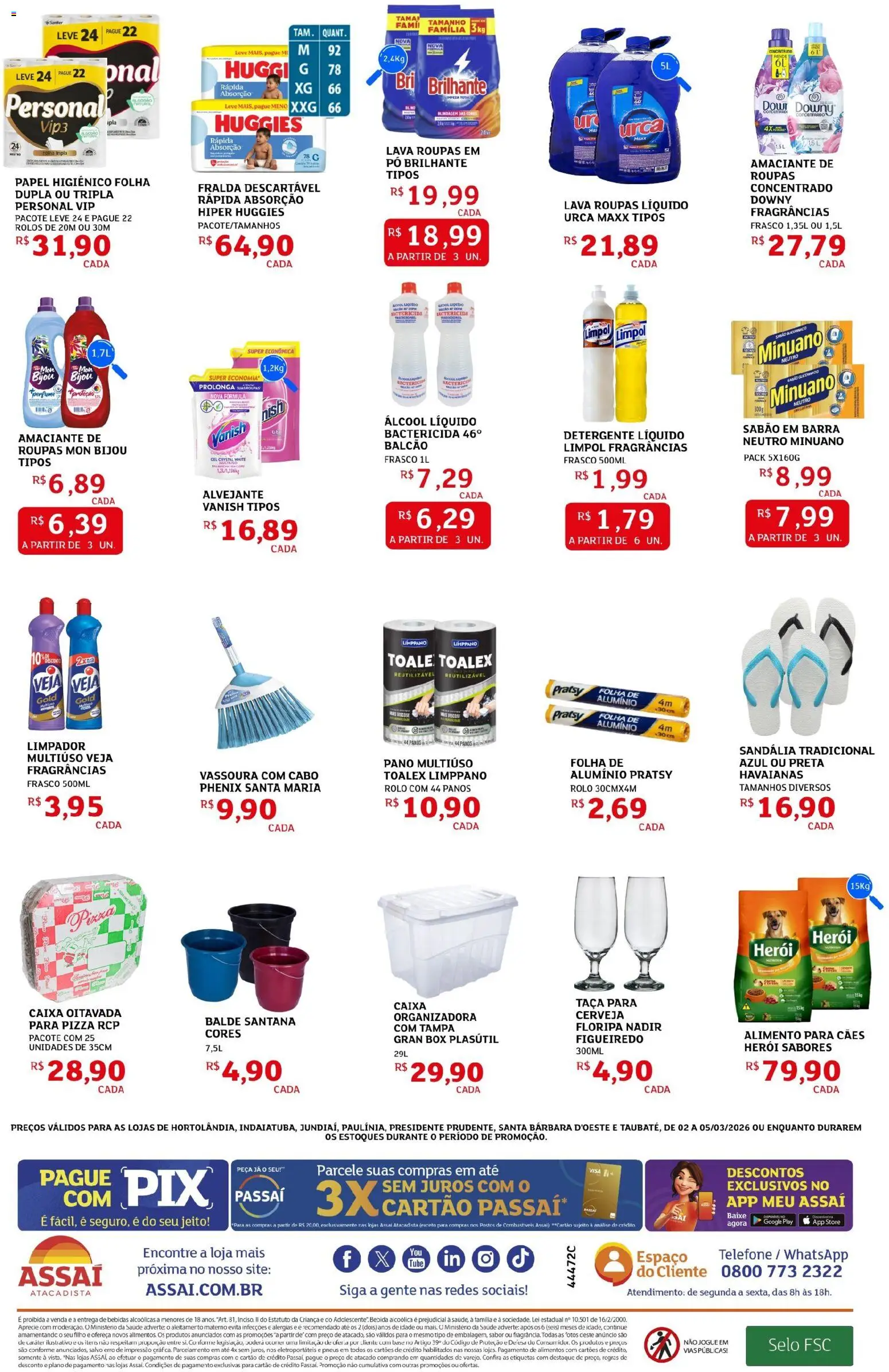 Assaí Atacadista Folheto - válido de 02.03.2026 | Página: 4 | Produtos: Detergente, Base, Amaciante, Vassoura