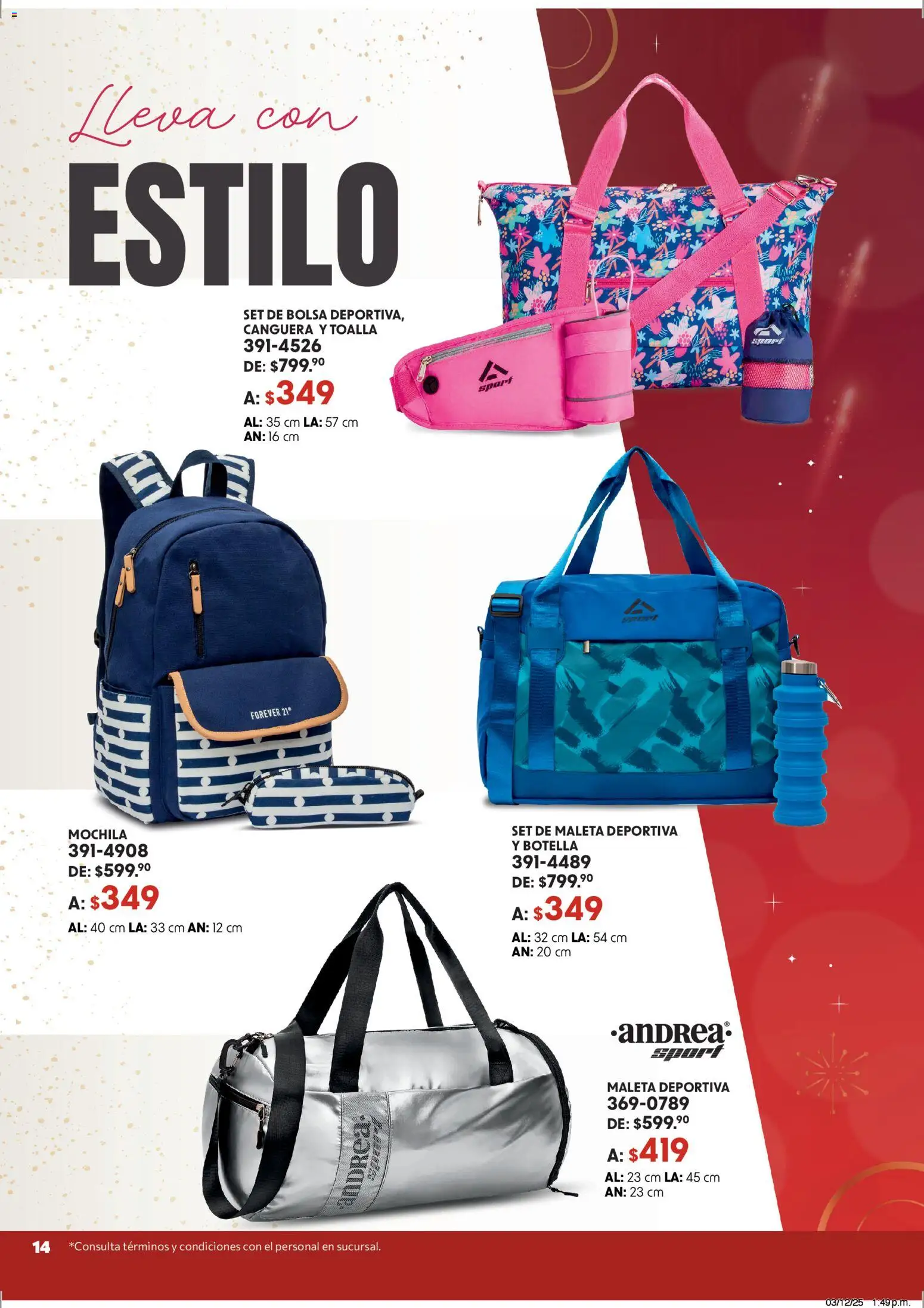 Nuevas ofertas de Andrea válidas en toda la República Mexicana desde el 07.12.2025. ¡Encuentra las mejores ofertas en Andrea catálogo Accesorízate esta Navidad! | Página: 14 | Productos: Bolsa, Mochila, Maleta, Toalla