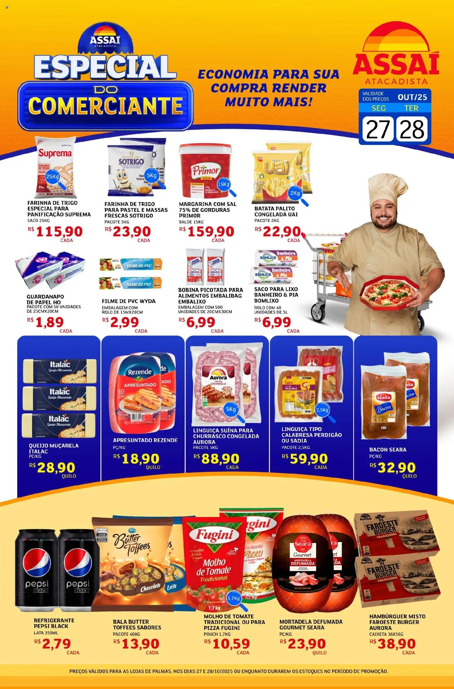 Assaí Atacadista Folheto - válido de 27.10.2025 | Página: 1 | Produtos: filme de PVC, Chocolate, Pizza, Refrigerante