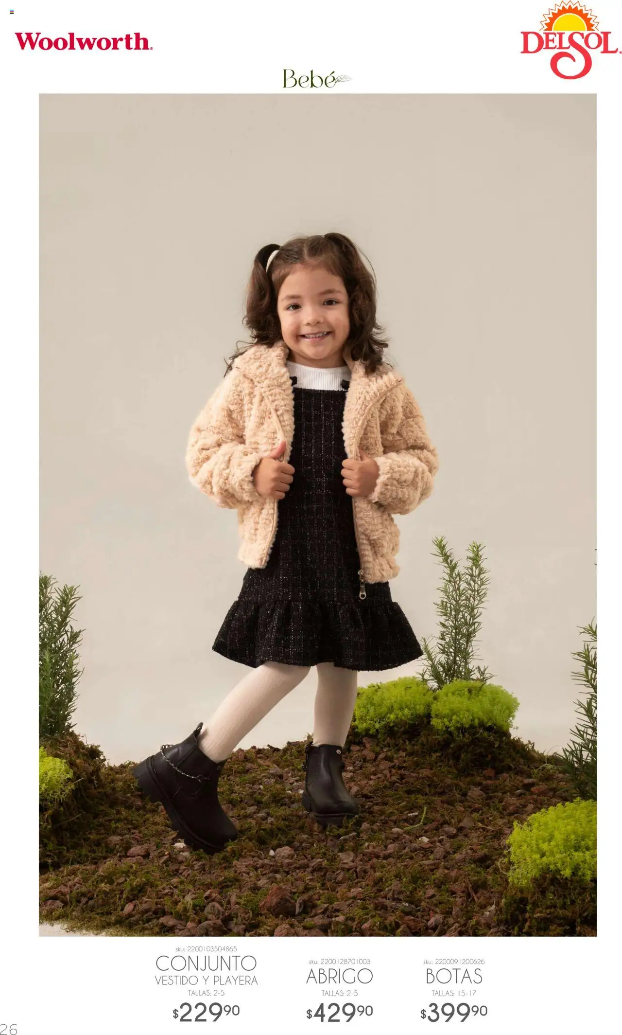 Nuevas ofertas de Del Sol y Woolworth válidas en toda la República Mexicana desde el 06.10.2025. ¡Encuentra las mejores ofertas en Del Sol y Woolworth - Catálogo Luce El Otoño! | Página: 26 | Productos: Abrigo, Botas, Playera, Conjunto