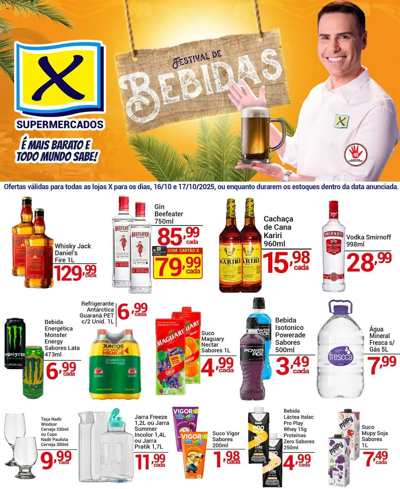 X Supermercados Folheto - válido de 16.10.2025 | Página: 2 | Produtos: Guaraná, Cachaça, Refrigerante, Isotônico