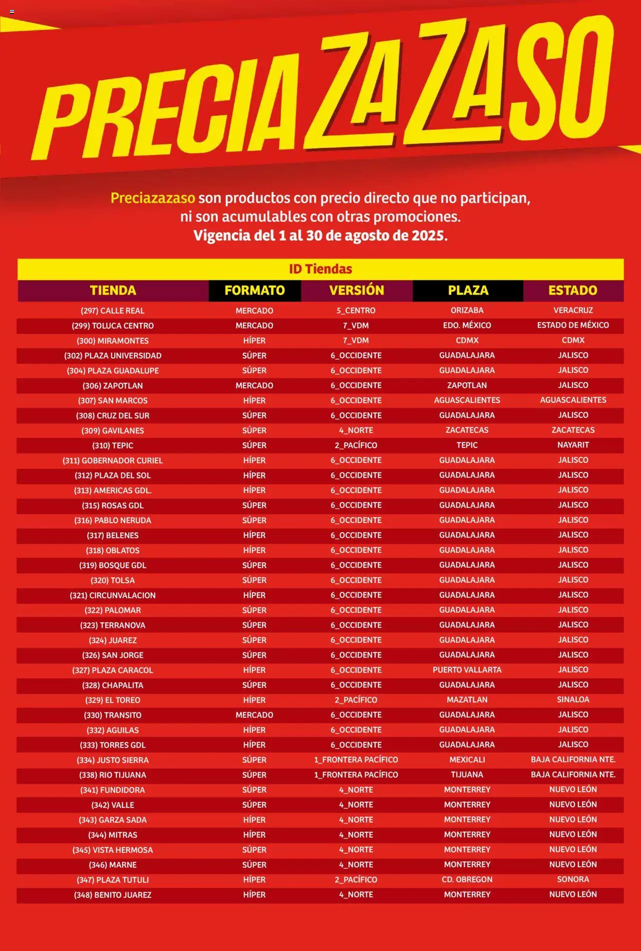 Nuevas ofertas de Soriana válidas en toda la República Mexicana desde el 01.08.2025. ¡Encuentra las mejores ofertas en Soriana - Catálogo Preciazazaso Mercado Nacional! | Página: 255 | Productos: Sierra