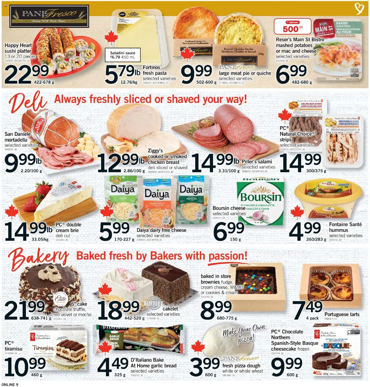 Fortinos flyer valid from 12.02.2026 | Page: 9 | Products: Beef, Cheese, Bread, Chocolate