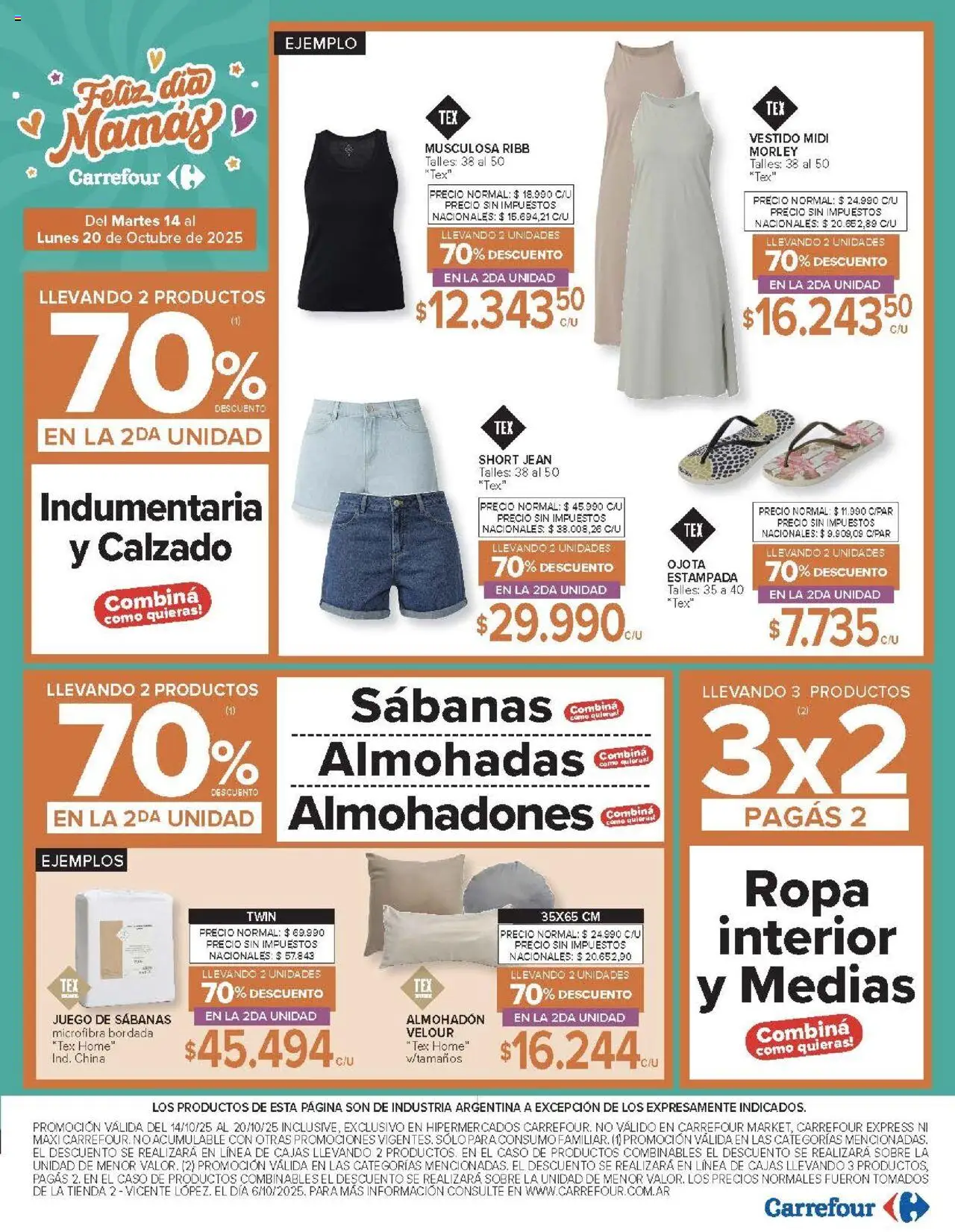 Carrefour ofertas │ válido desde el 14.10.2025 | Página: 6 | Productos: Jean, Short, Almohadon, Sobre