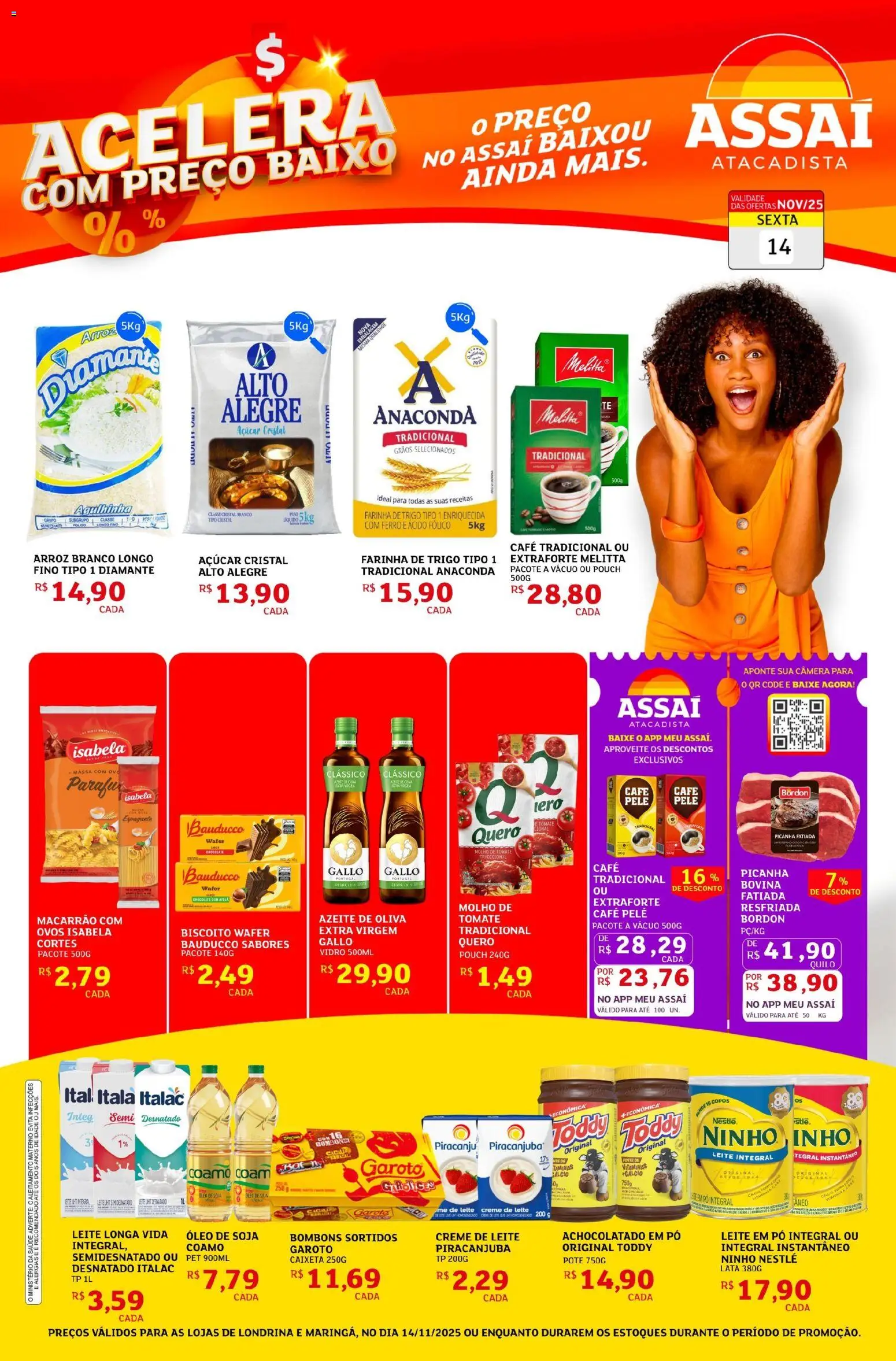 Assaí Atacadista Folheto - válido de 14.11.2025 | Página: 1 | Produtos: Farinha de trigo, Massa, Baixo, Soja