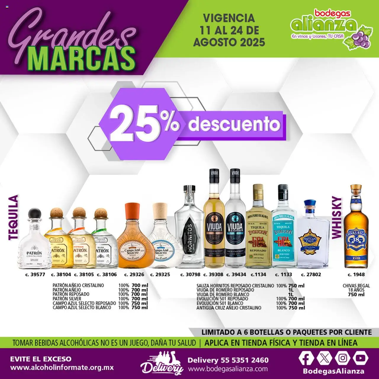Nuevas ofertas de Bodegas Alianza válidas en toda la República Mexicana desde el 11.08.2025. ¡Encuentra las mejores ofertas en Bodegas Alianza - Catálogo Grandes Marcas! | Página: 8 | Productos: Tequila, Whisky