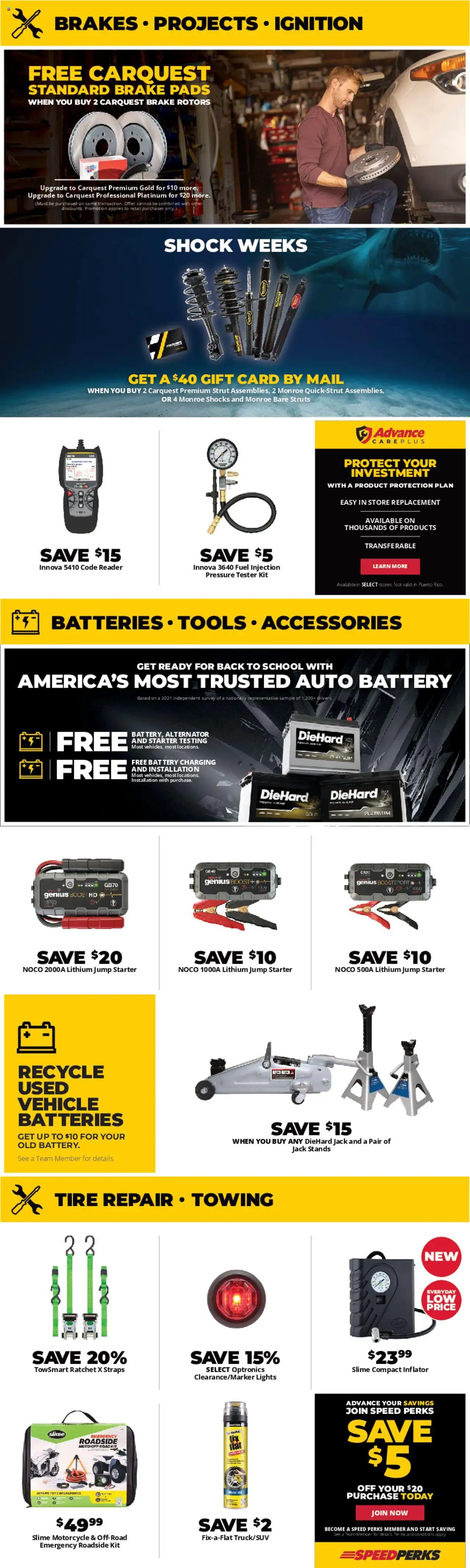 Advance Auto Parts Weekly Ad - valid from 31.07.2025 | Page: 4 | Products: Tire, Ratchet, Pads, Alternator