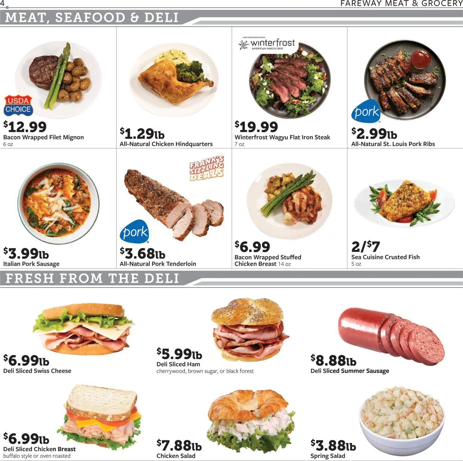 Fareway Weekly Ad - valid from 29.12.2025 | Page: 4 | Products: Cheese, Pork, Fish, Salad