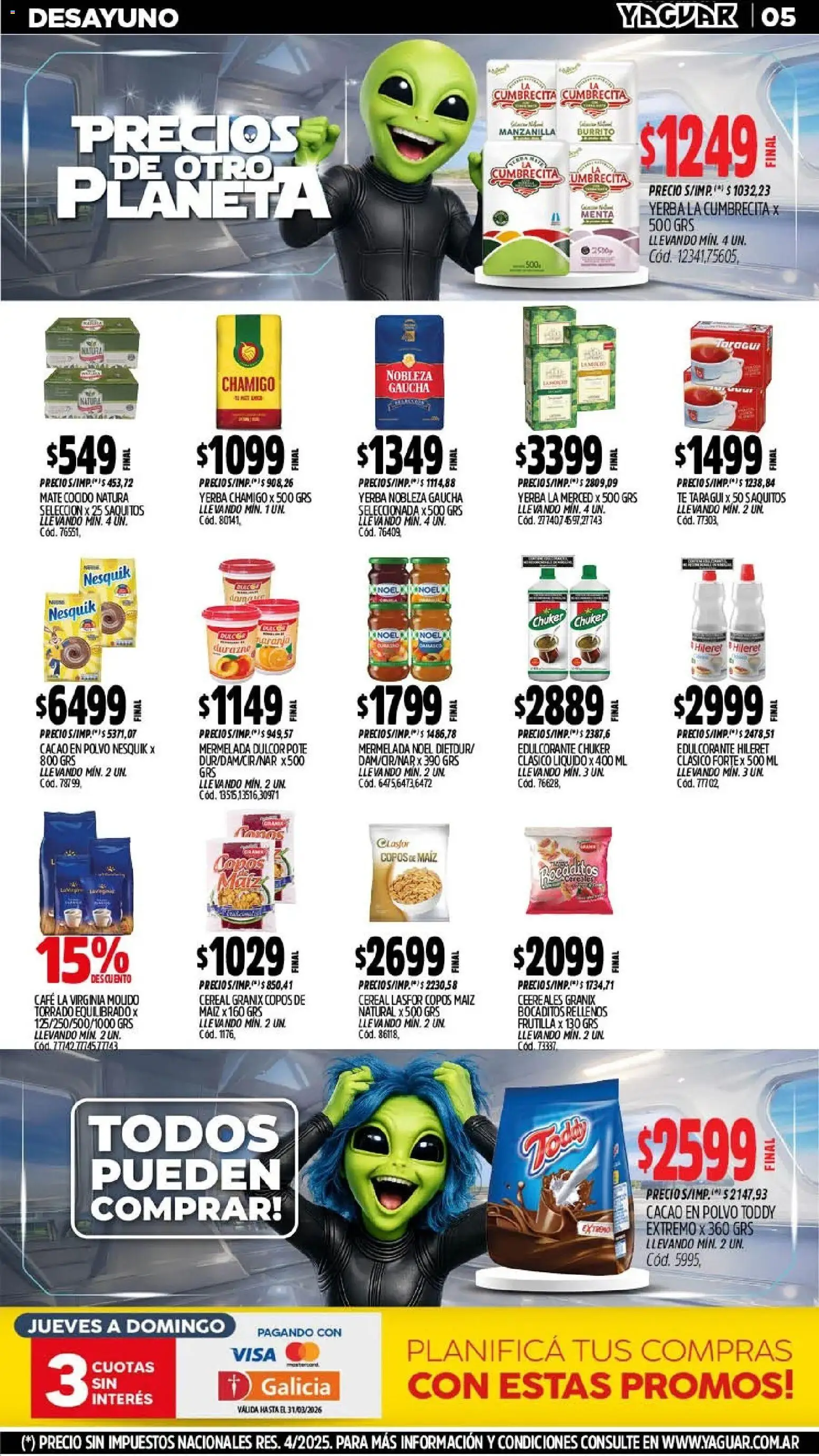 Yaguar - Oferta Semanal Mar del Plata │ válido desde el 09.03.2026 | Página: 5 | Productos: Copos, Yerba, Maiz, Té