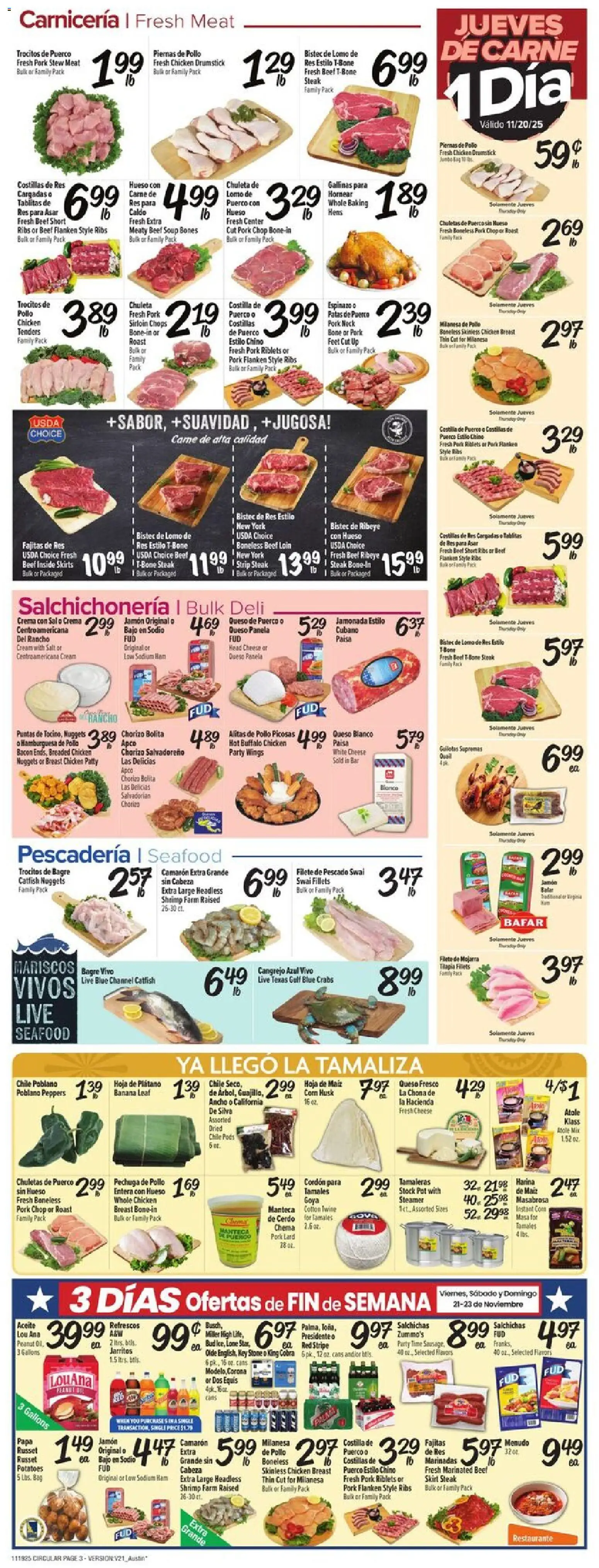 Fiesta Mart Weekly Ad - valid from 19.11.2025 | Page: 3 | Products: Oil, Pork, Hat, Bag